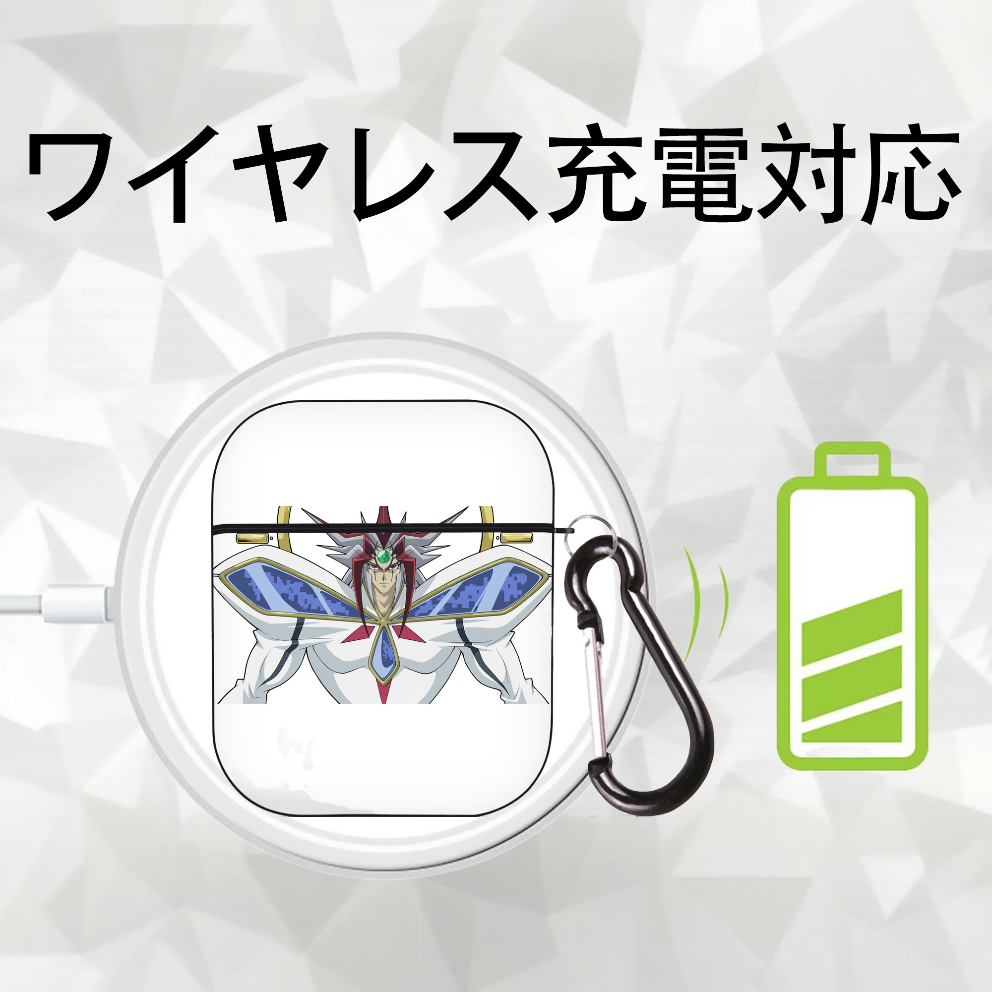 遊☆戯☆王 Yu-Gi-Oh! AirPods 第2世代保護ケース ハードシェル ブラック 耐衝撃・防指紋・カラビナ付き
