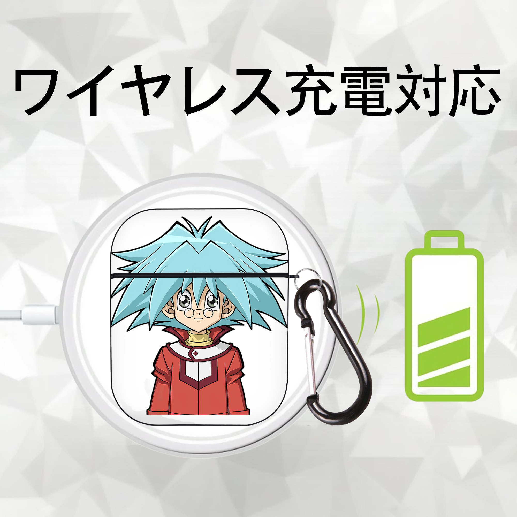 遊☆戯☆王 Yu-Gi-Oh! AirPods 第2世代保護ケース ハードシェル ブラック 耐衝撃・防指紋・カラビナ付き