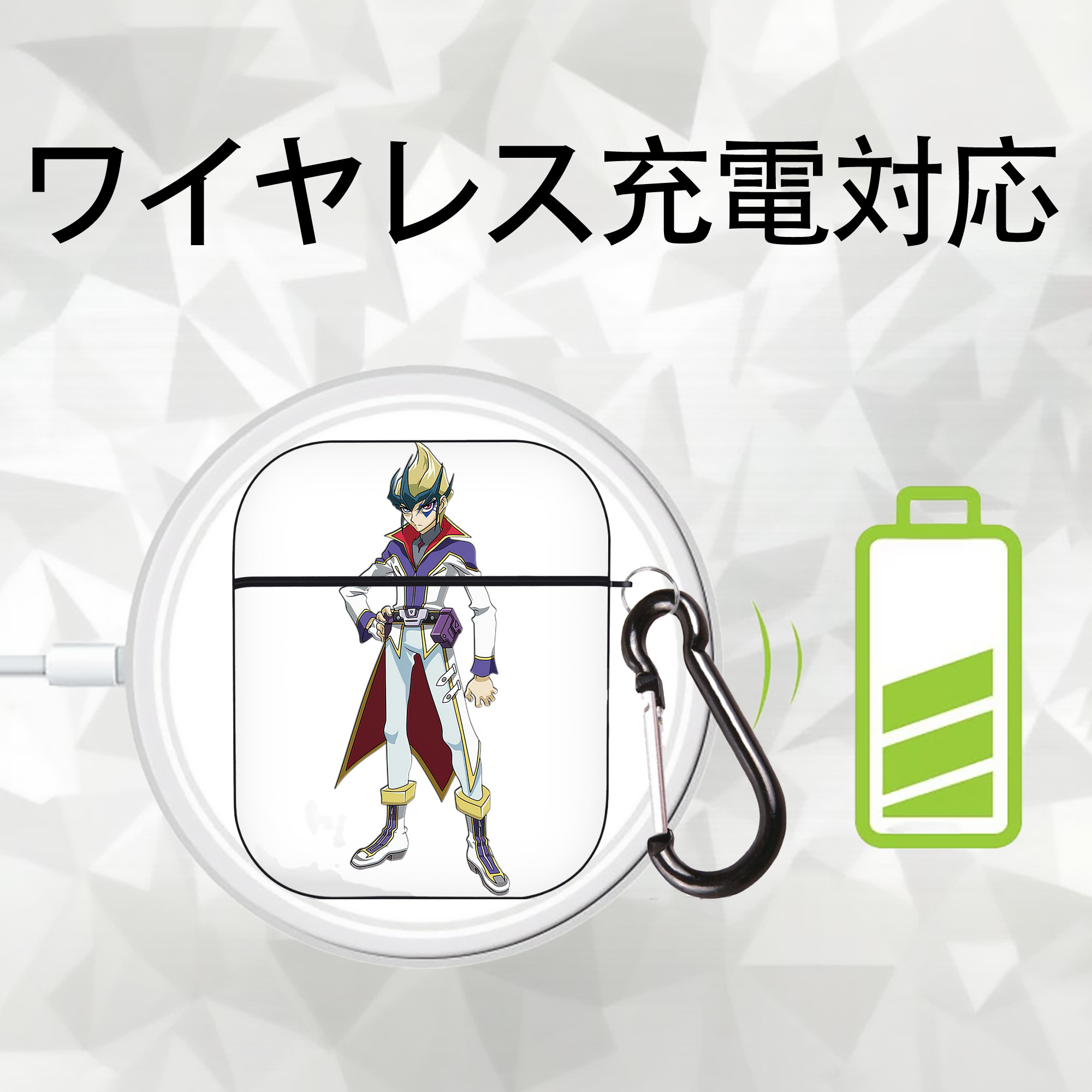 遊☆戯☆王 Yu-Gi-Oh! AirPods 第2世代保護ケース ハードシェル ブラック 耐衝撃・防指紋・カラビナ付き