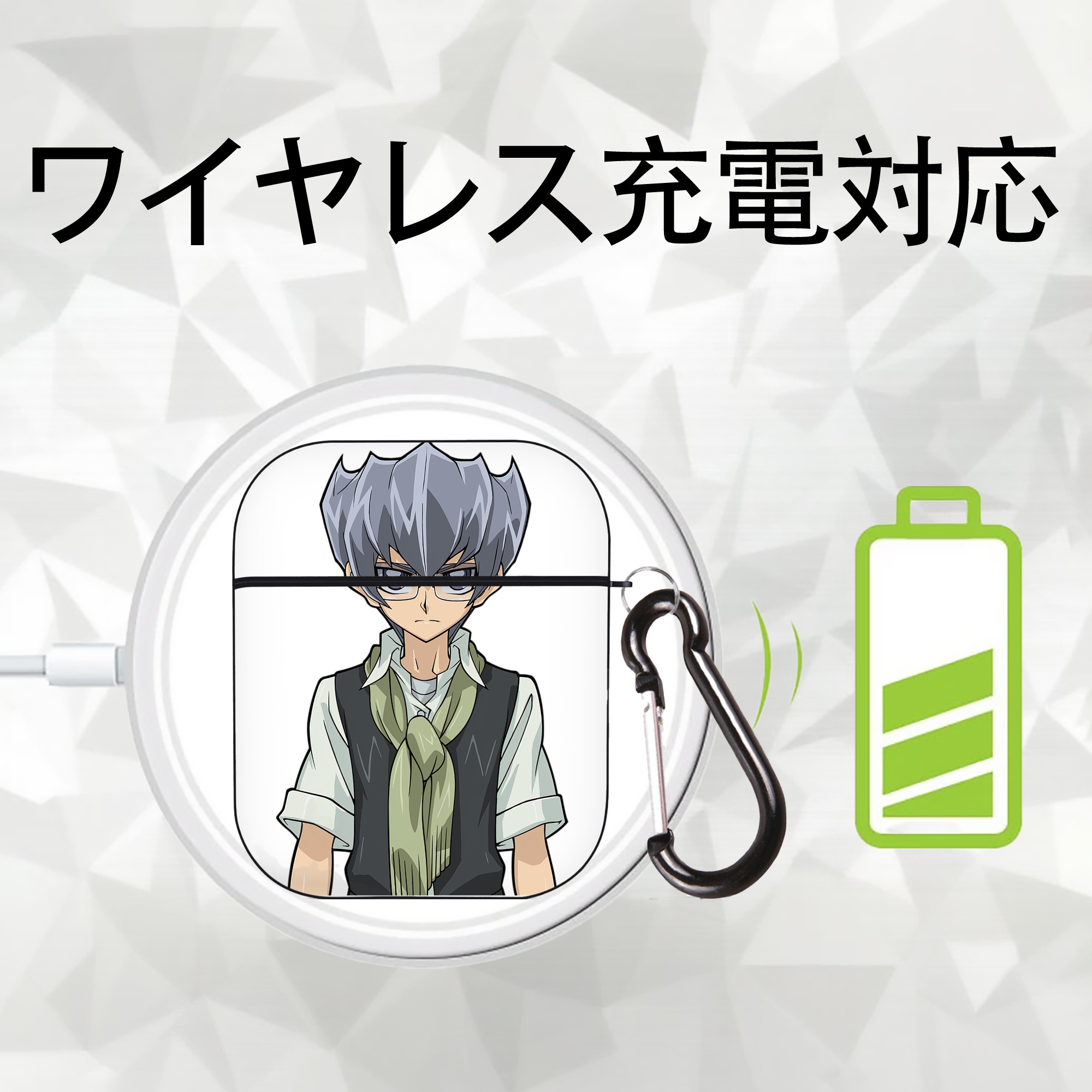 遊☆戯☆王 Yu-Gi-Oh! AirPods 第2世代保護ケース ハードシェル ブラック 耐衝撃・防指紋・カラビナ付き