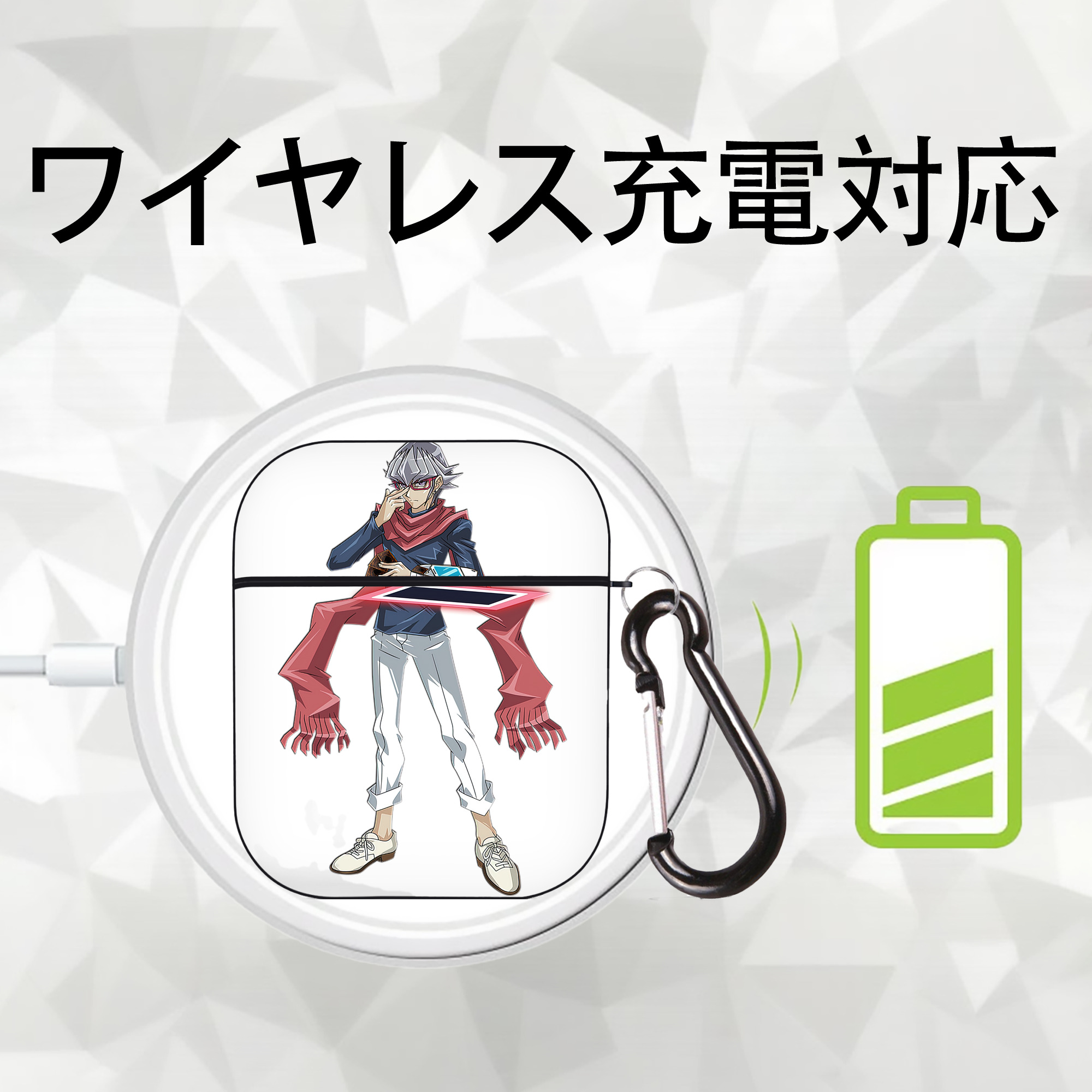 遊☆戯☆王 Yu-Gi-Oh! AirPods 第2世代保護ケース ハードシェル ブラック 耐衝撃・防指紋・カラビナ付き