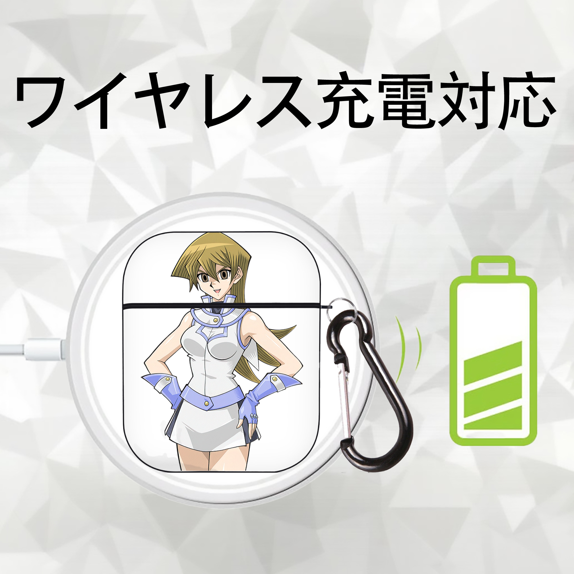 遊☆戯☆王 Yu-Gi-Oh! AirPods 第2世代保護ケース ハードシェル ブラック 耐衝撃・防指紋・カラビナ付き