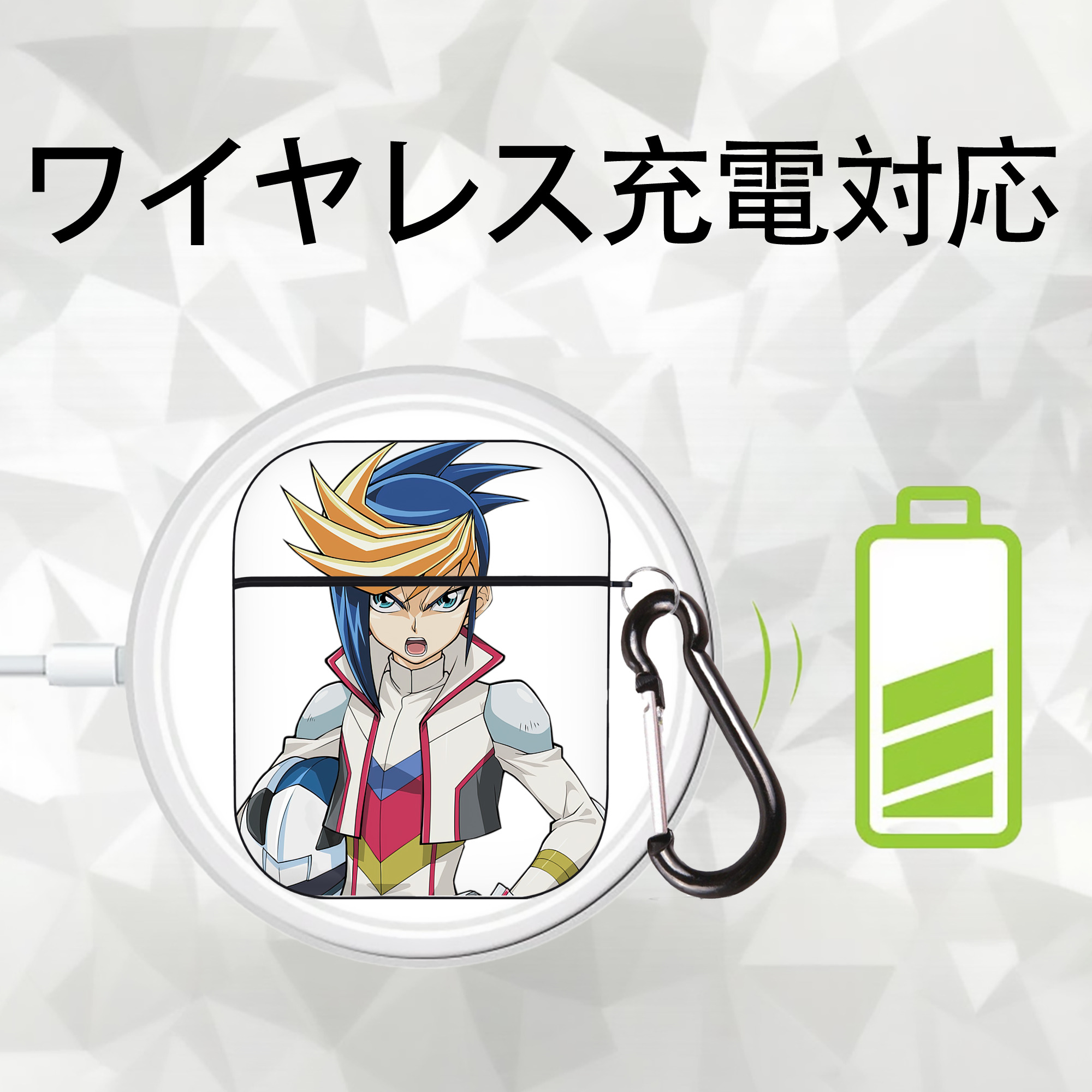 遊☆戯☆王 Yu-Gi-Oh! AirPods 第2世代保護ケース ハードシェル ブラック 耐衝撃・防指紋・カラビナ付き