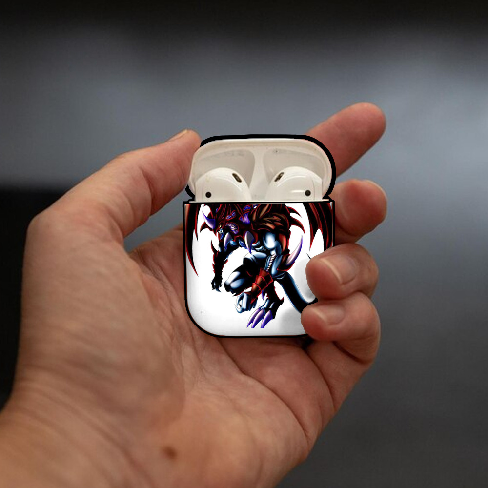 遊☆戯☆王 Yu-Gi-Oh! AirPods 第2世代保護ケース ハードシェル ブラック 耐衝撃・防指紋・カラビナ付き
