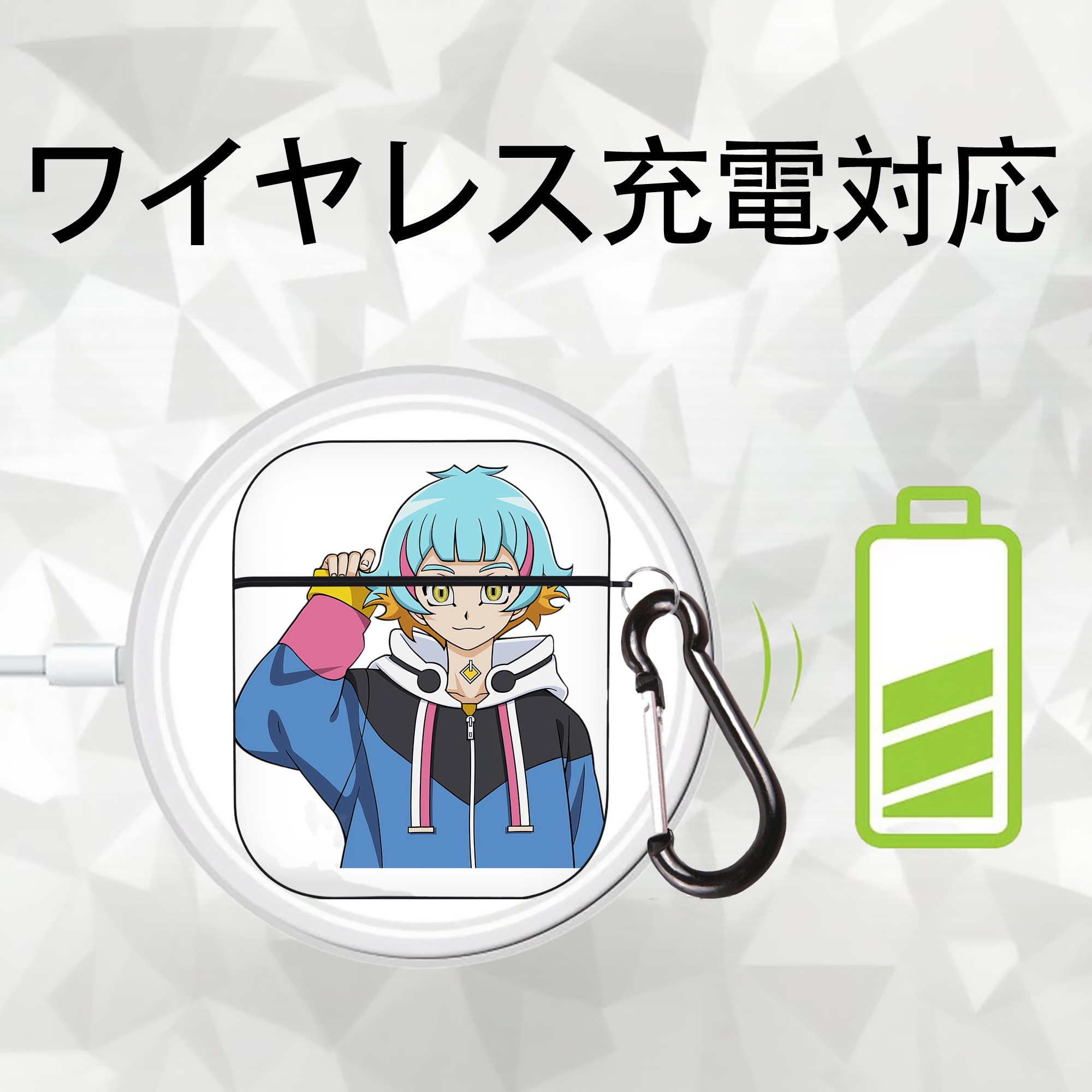 遊☆戯☆王 Yu-Gi-Oh! AirPods 第2世代保護ケース ハードシェル ブラック 耐衝撃・防指紋・カラビナ付き