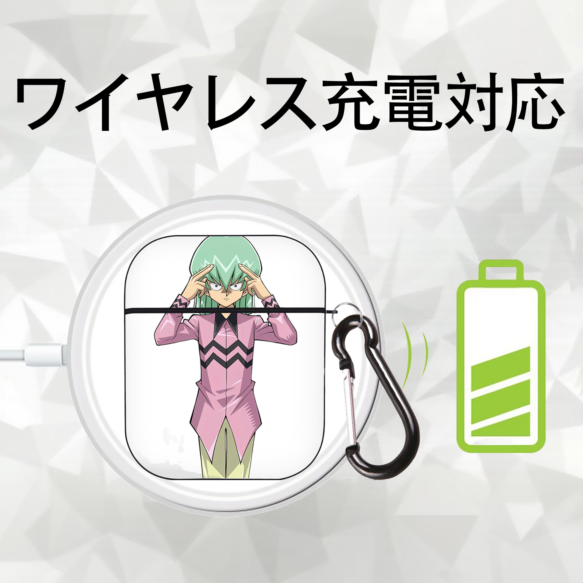 遊☆戯☆王 Yu-Gi-Oh! AirPods 第2世代保護ケース ハードシェル ブラック 耐衝撃・防指紋・カラビナ付き