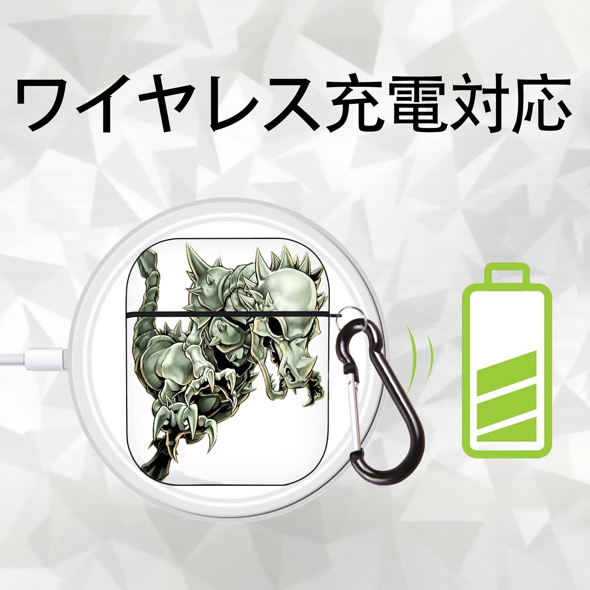 遊☆戯☆王 Yu-Gi-Oh! AirPods 第2世代保護ケース ハードシェル ブラック 耐衝撃・防指紋・カラビナ付き