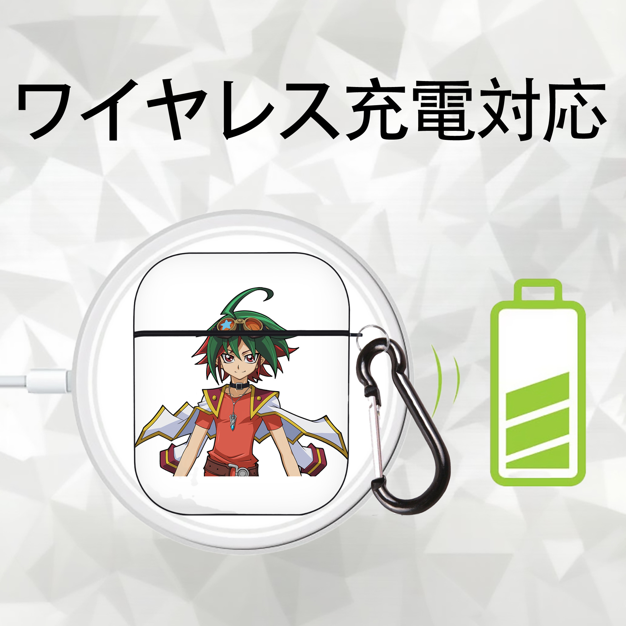 遊☆戯☆王 Yu-Gi-Oh! AirPods 第2世代保護ケース ハードシェル ブラック 耐衝撃・防指紋・カラビナ付き
