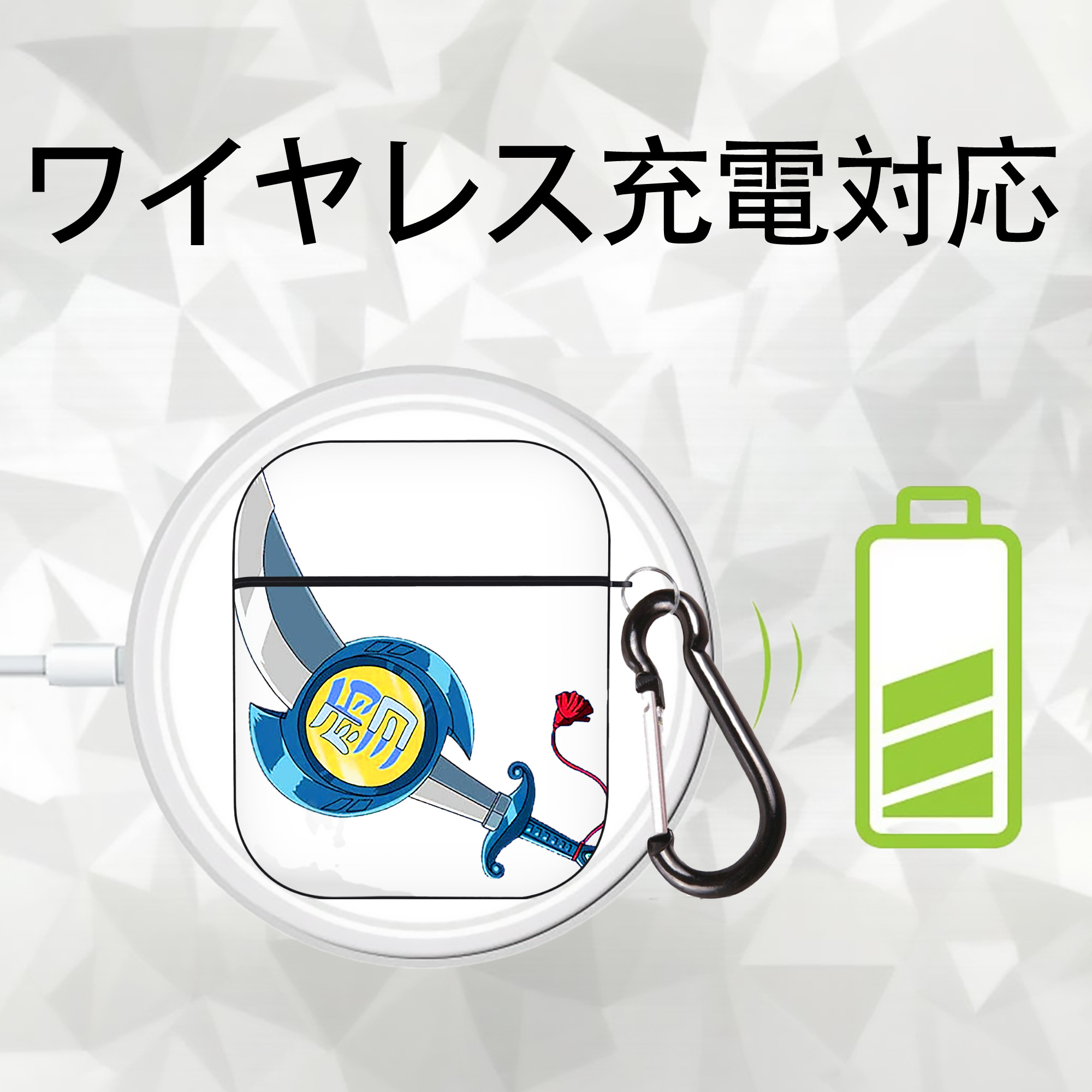 遊☆戯☆王 Yu-Gi-Oh! AirPods 第2世代保護ケース ハードシェル ブラック 耐衝撃・防指紋・カラビナ付き