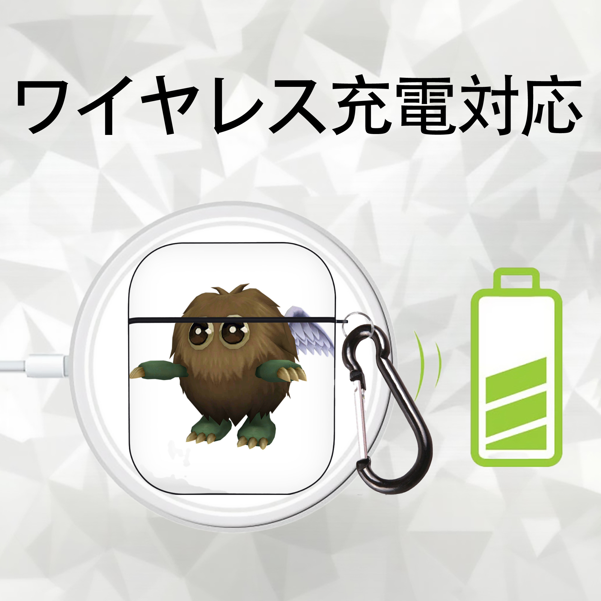 遊☆戯☆王 Yu-Gi-Oh! AirPods 第2世代保護ケース ハードシェル ブラック 耐衝撃・防指紋・カラビナ付き