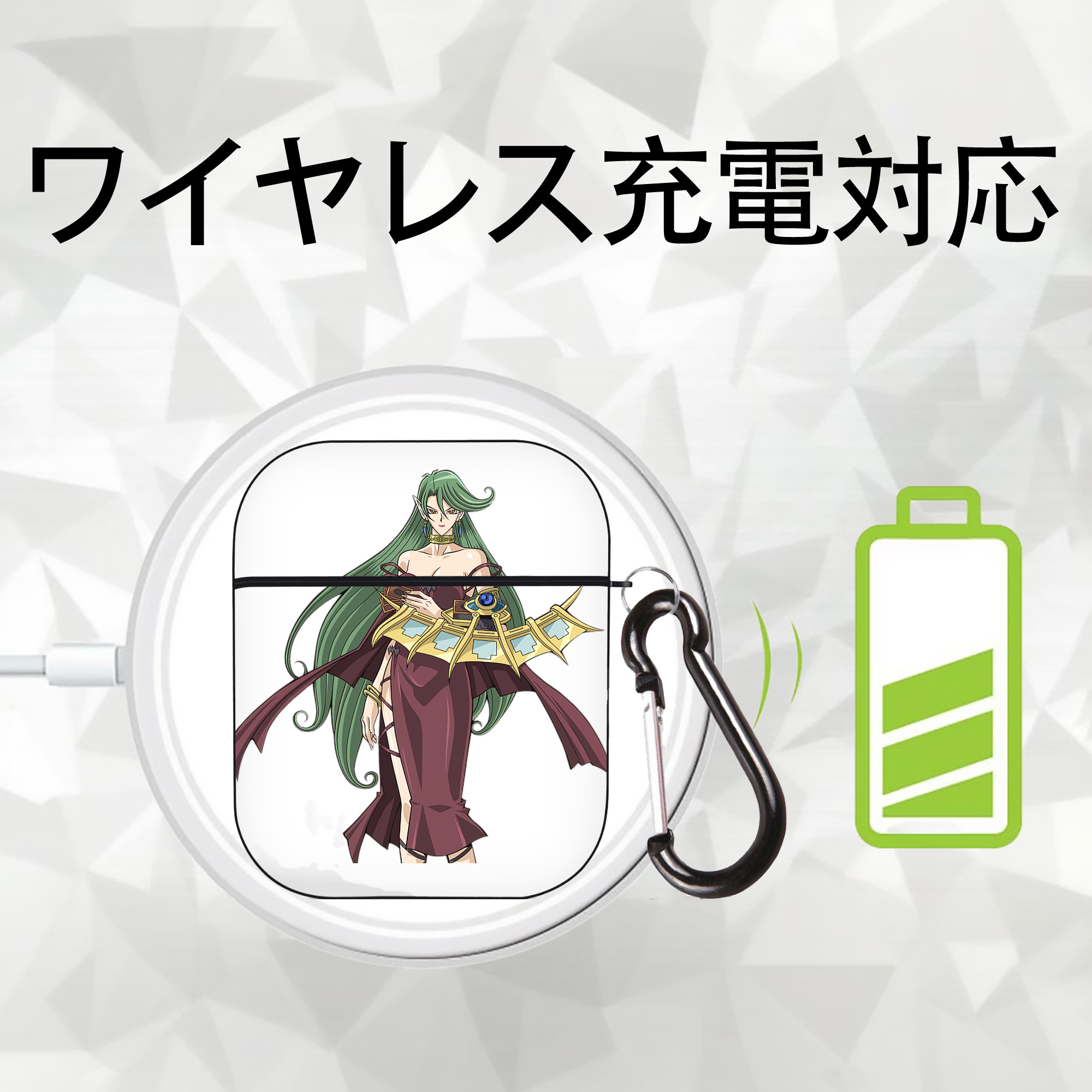 遊☆戯☆王 Yu-Gi-Oh! AirPods 第2世代保護ケース ハードシェル ブラック 耐衝撃・防指紋・カラビナ付き