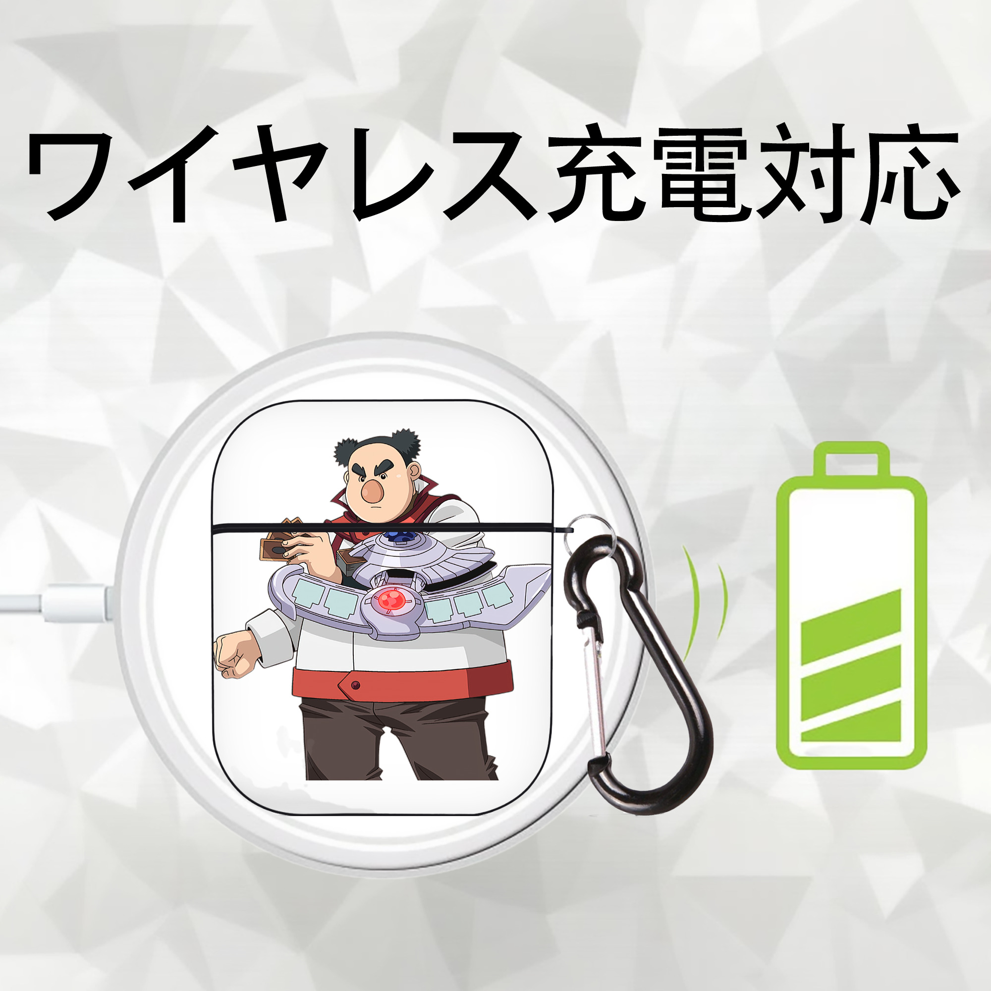 遊☆戯☆王 Yu-Gi-Oh! AirPods 第2世代保護ケース ハードシェル ブラック 耐衝撃・防指紋・カラビナ付き