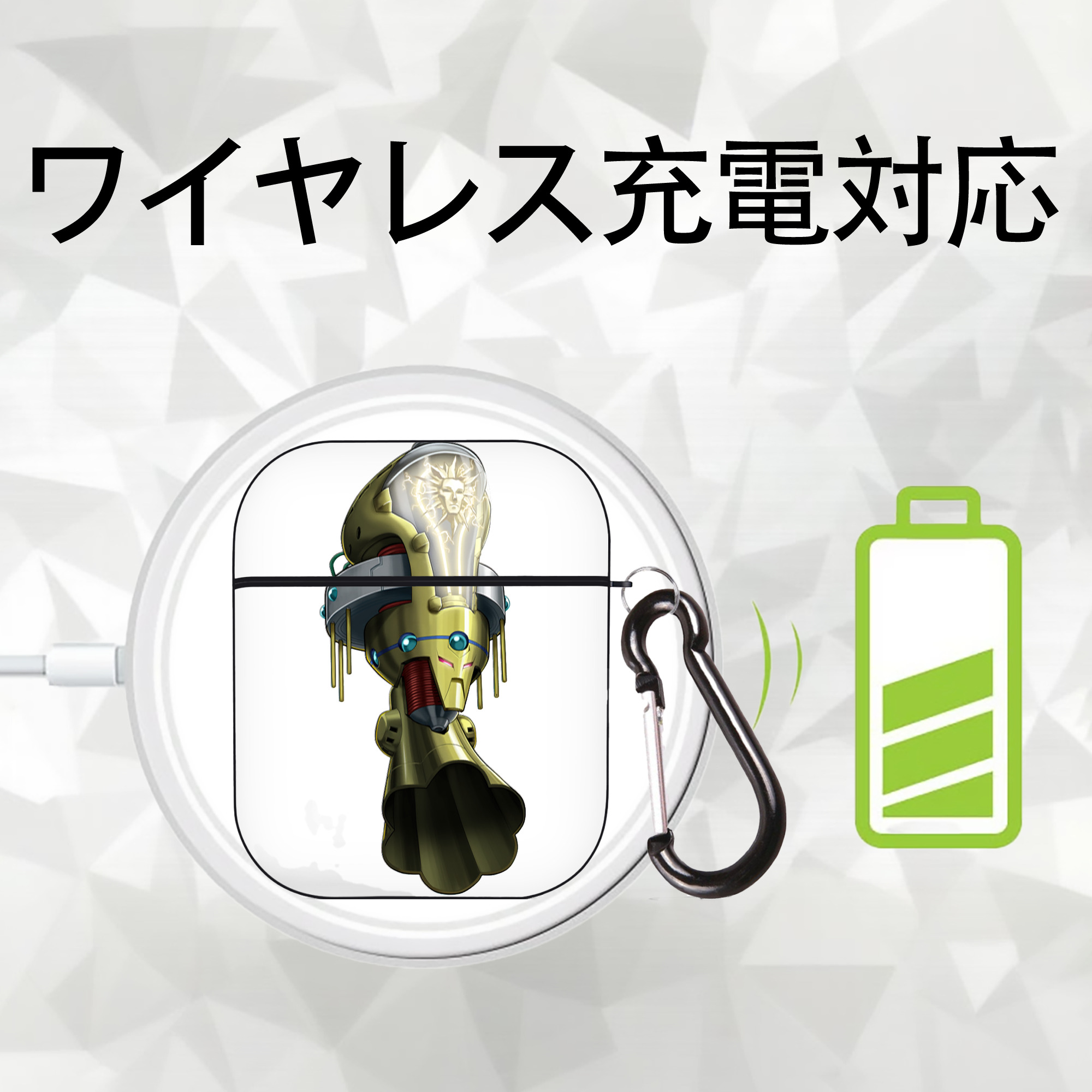 遊☆戯☆王 Yu-Gi-Oh! AirPods 第2世代保護ケース ハードシェル ブラック 耐衝撃・防指紋・カラビナ付き