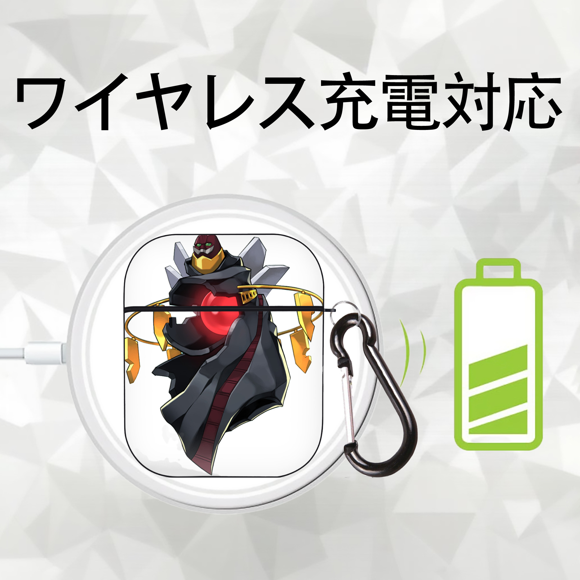 遊☆戯☆王 Yu-Gi-Oh! AirPods 第2世代保護ケース ハードシェル ブラック 耐衝撃・防指紋・カラビナ付き