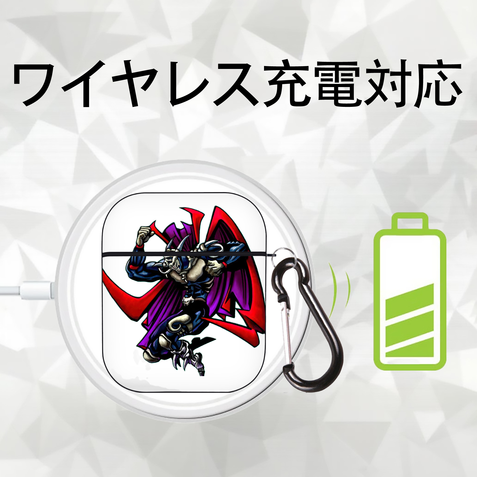 遊☆戯☆王 Yu-Gi-Oh! AirPods 第2世代保護ケース ハードシェル ブラック 耐衝撃・防指紋・カラビナ付き