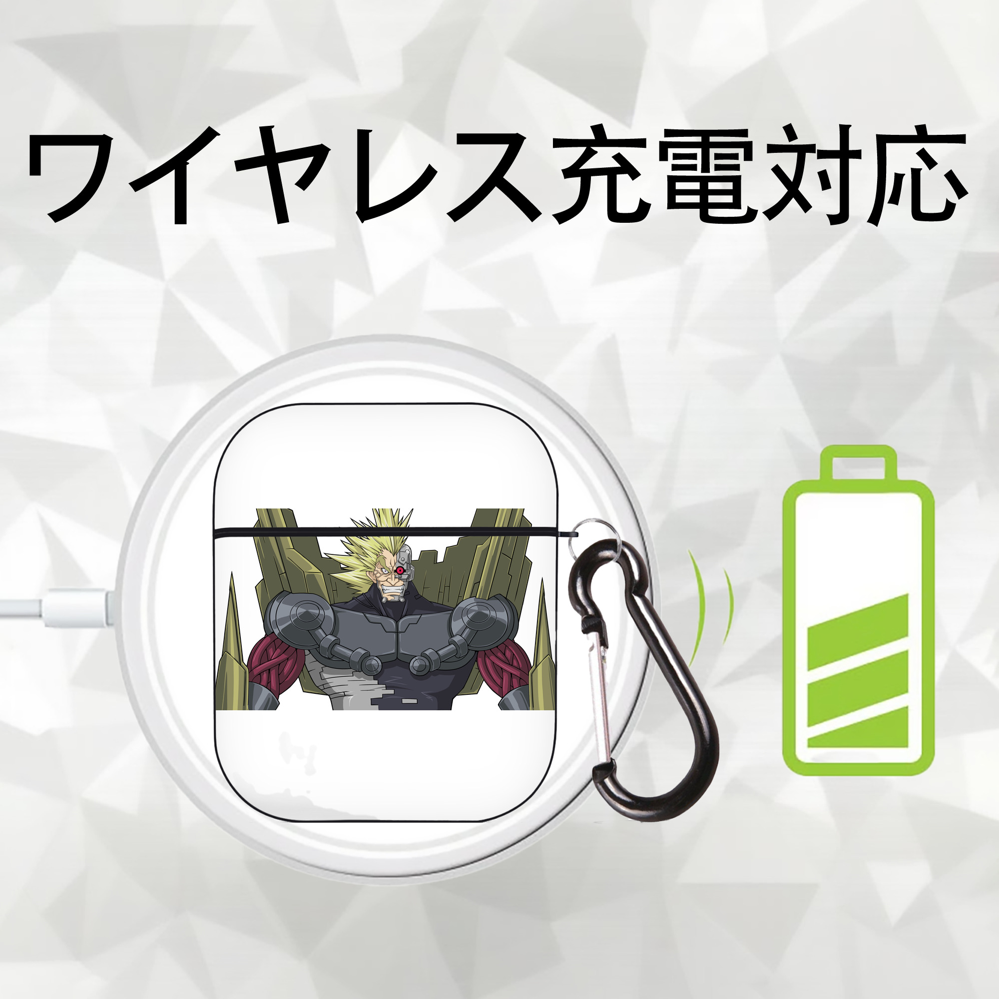 遊☆戯☆王 Yu-Gi-Oh! AirPods 第2世代保護ケース ハードシェル ブラック 耐衝撃・防指紋・カラビナ付き
