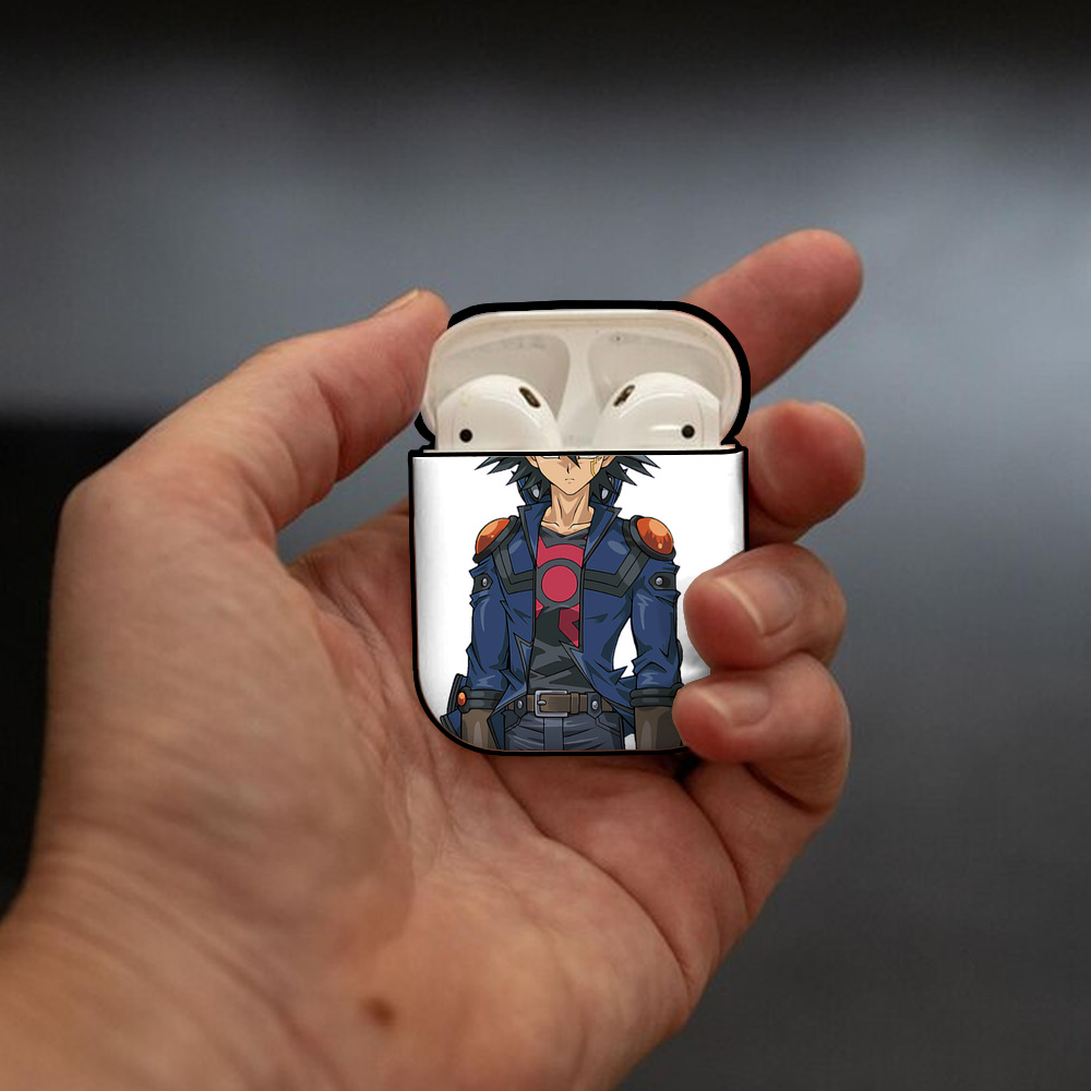 遊☆戯☆王 Yu-Gi-Oh! AirPods 第2世代保護ケース ハードシェル ブラック 耐衝撃・防指紋・カラビナ付き