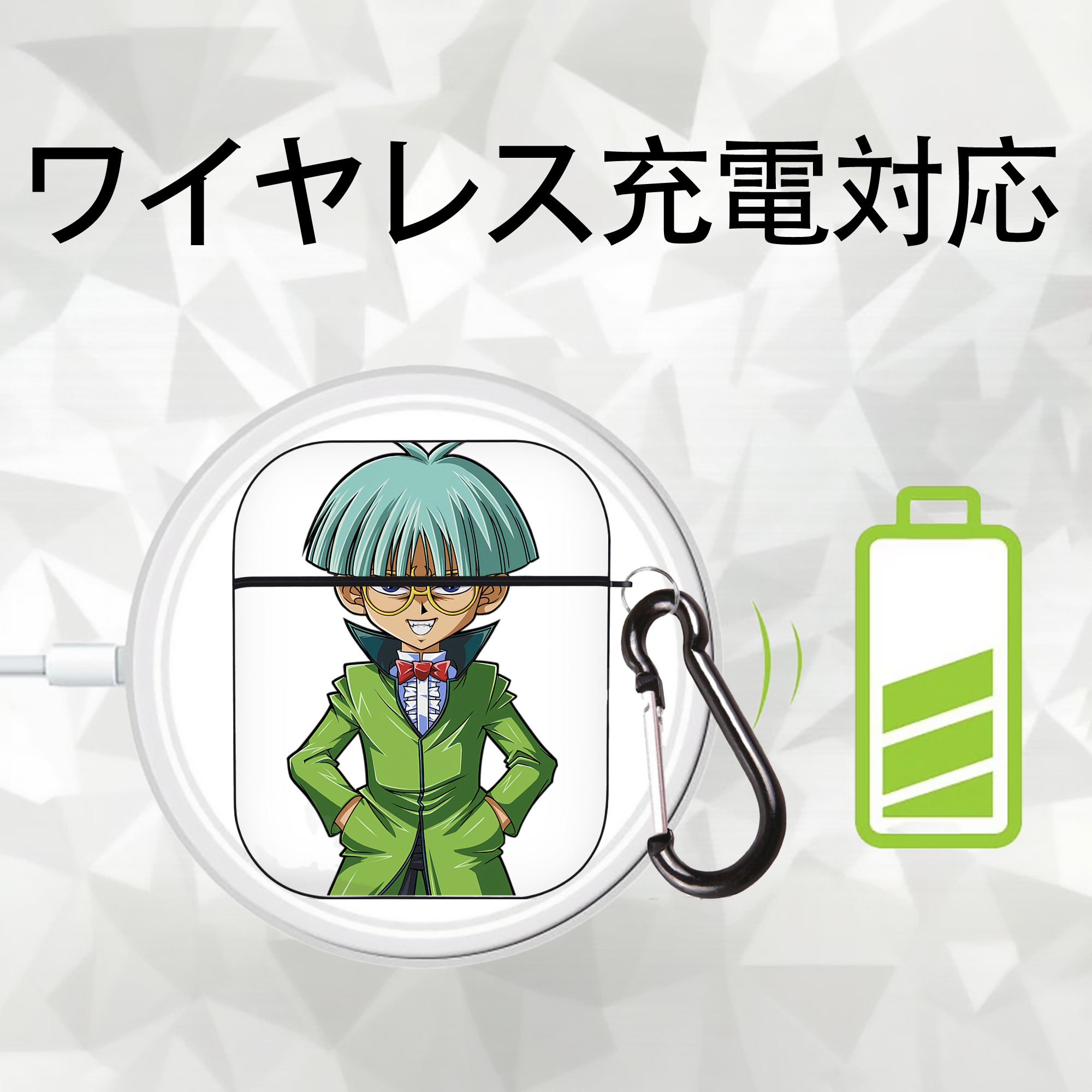 遊☆戯☆王 Yu-Gi-Oh! AirPods 第2世代保護ケース ハードシェル ブラック 耐衝撃・防指紋・カラビナ付き