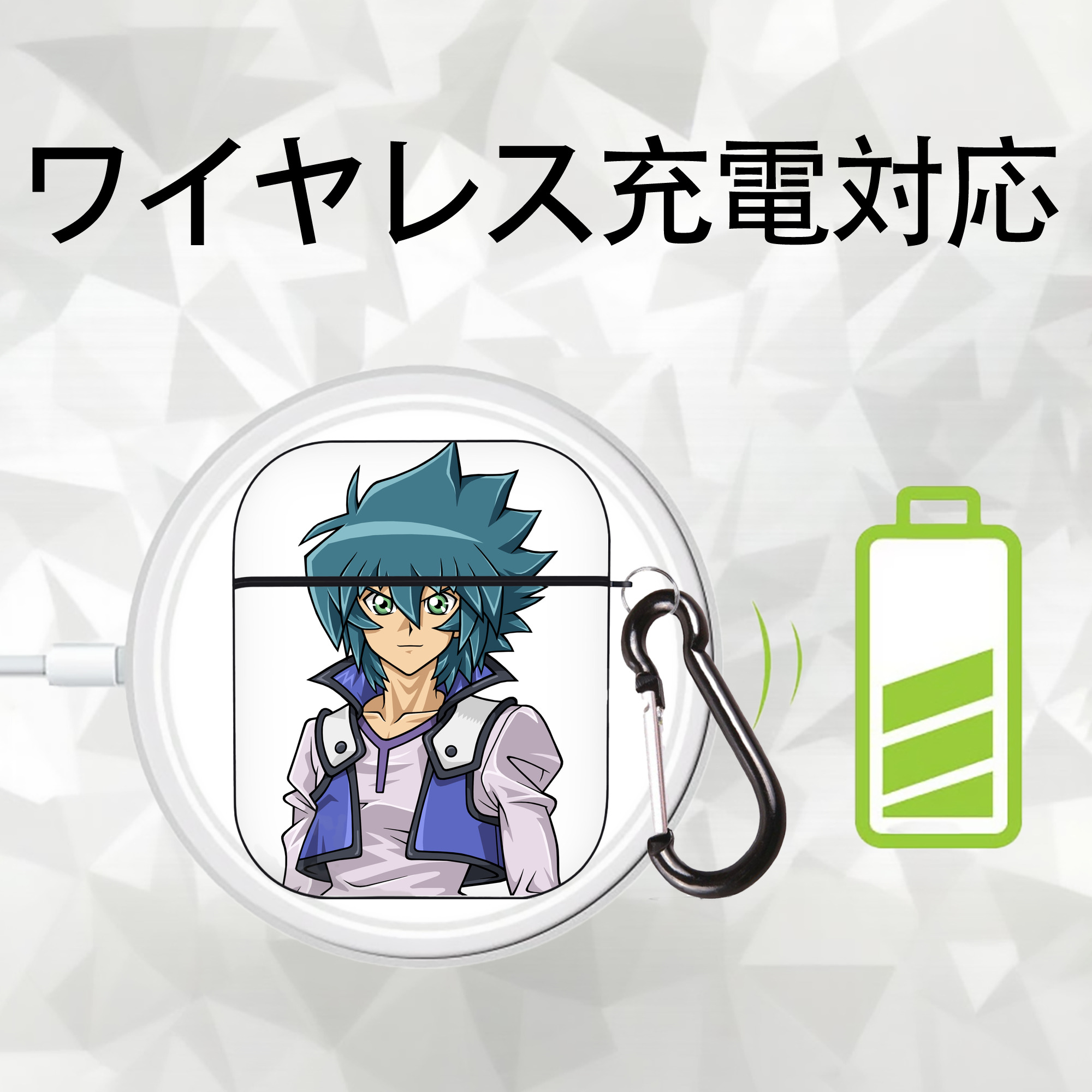 遊☆戯☆王 Yu-Gi-Oh! AirPods 第2世代保護ケース ハードシェル ブラック 耐衝撃・防指紋・カラビナ付き