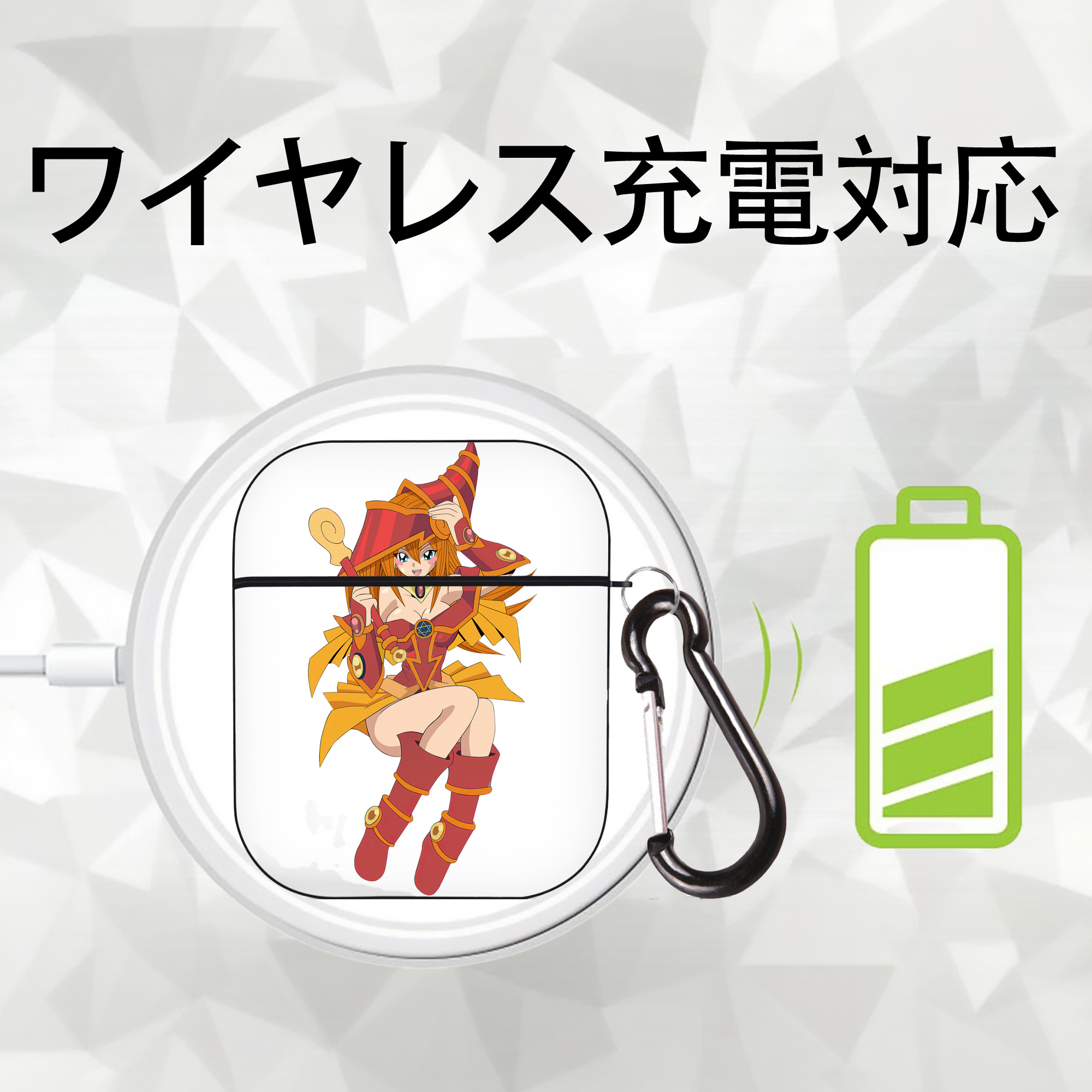 遊☆戯☆王 Yu-Gi-Oh! AirPods 第2世代保護ケース ハードシェル ブラック 耐衝撃・防指紋・カラビナ付き