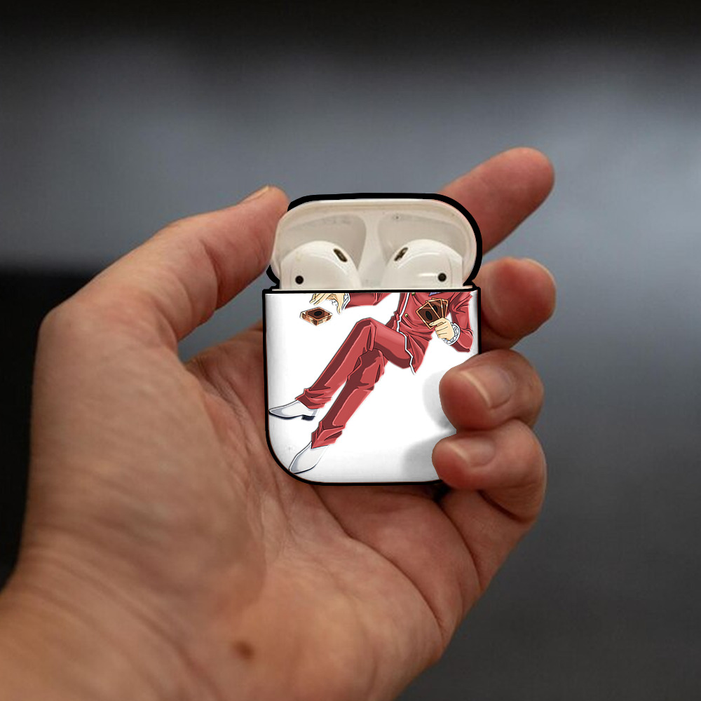 遊☆戯☆王 Yu-Gi-Oh! AirPods 第2世代保護ケース ハードシェル ブラック 耐衝撃・防指紋・カラビナ付き