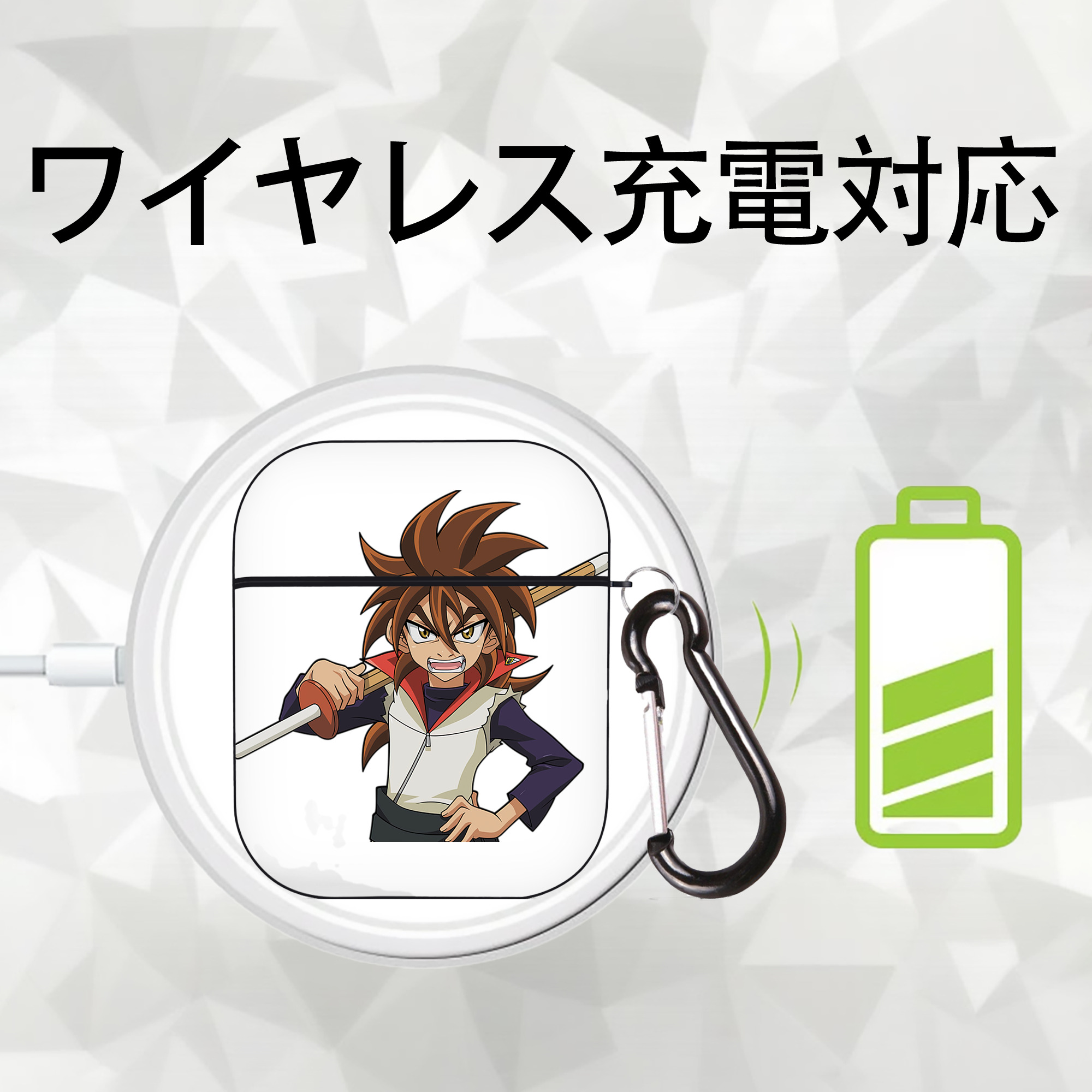 遊☆戯☆王 Yu-Gi-Oh! AirPods 第2世代保護ケース ハードシェル ブラック 耐衝撃・防指紋・カラビナ付き