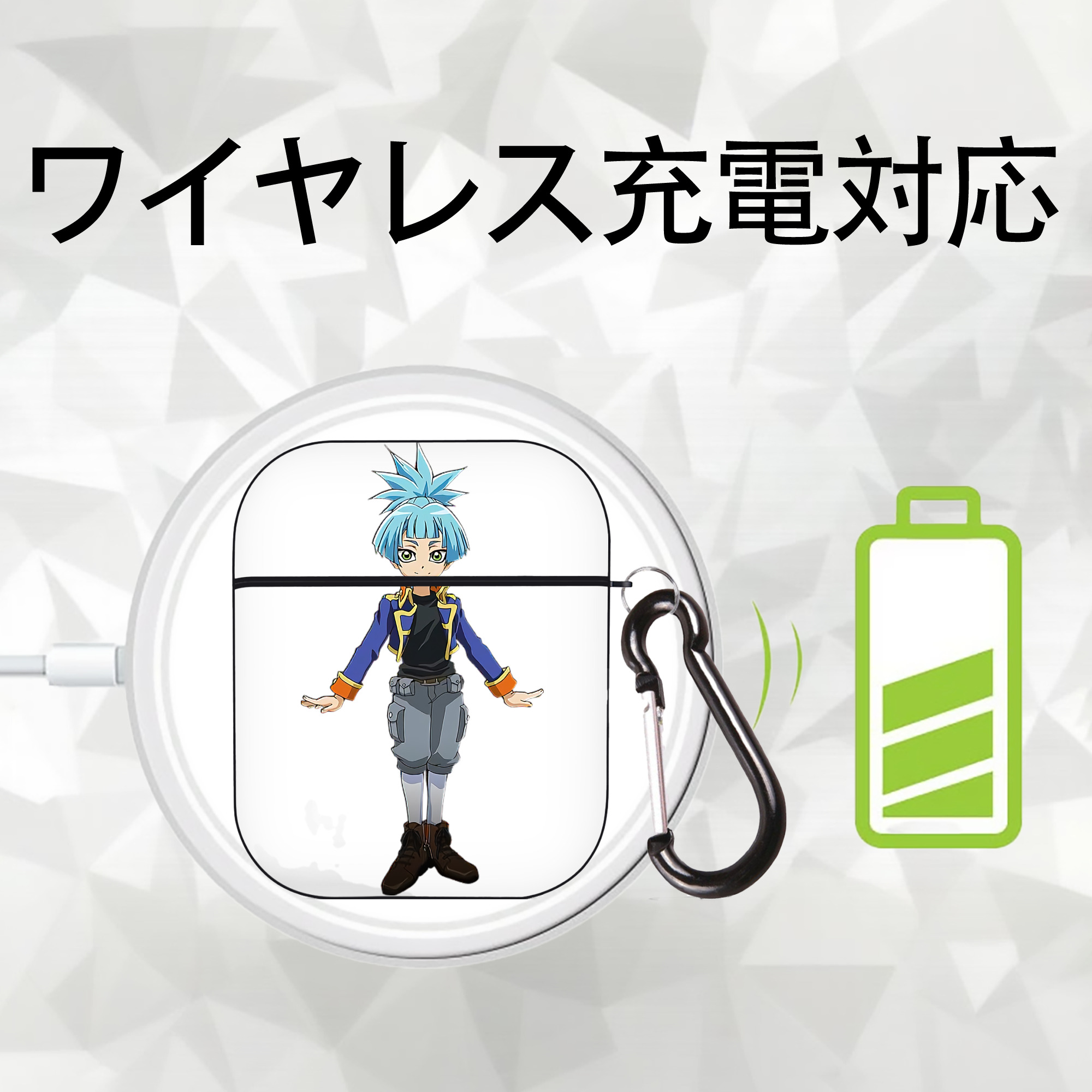 遊☆戯☆王 Yu-Gi-Oh! AirPods 第2世代保護ケース ハードシェル ブラック 耐衝撃・防指紋・カラビナ付き