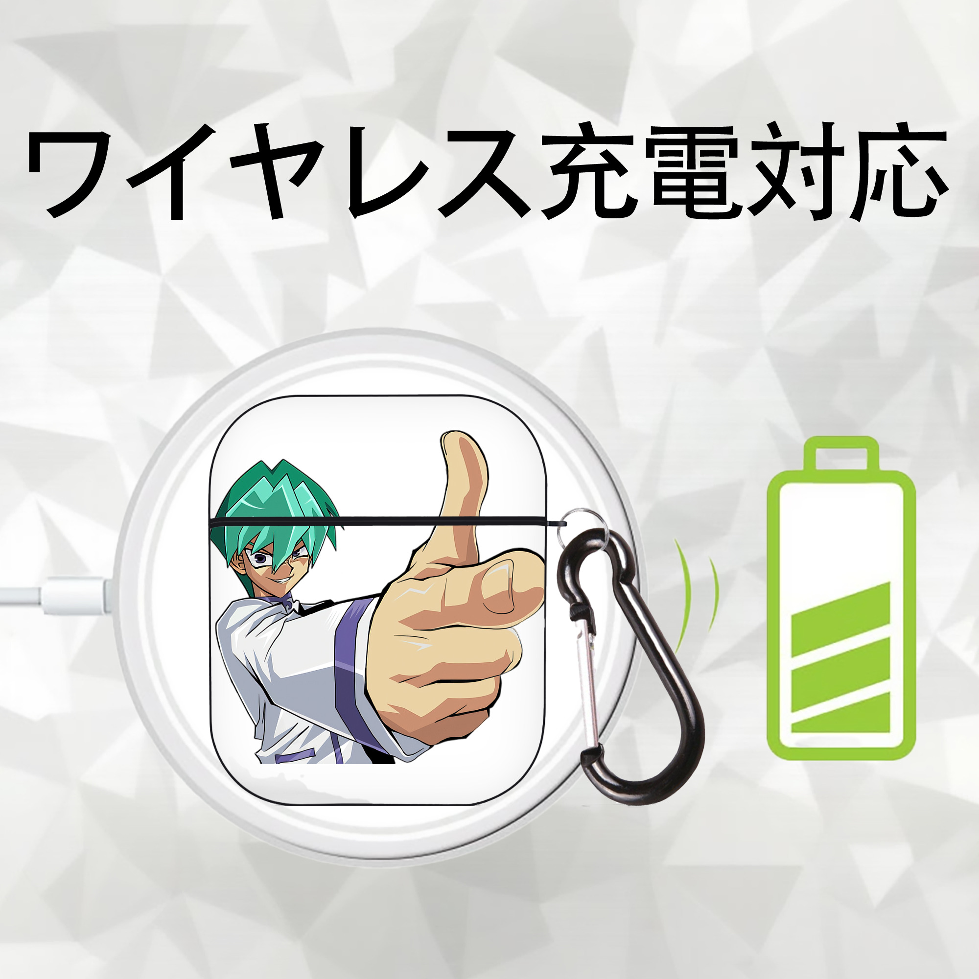 遊☆戯☆王 Yu-Gi-Oh! AirPods 第2世代保護ケース ハードシェル ブラック 耐衝撃・防指紋・カラビナ付き