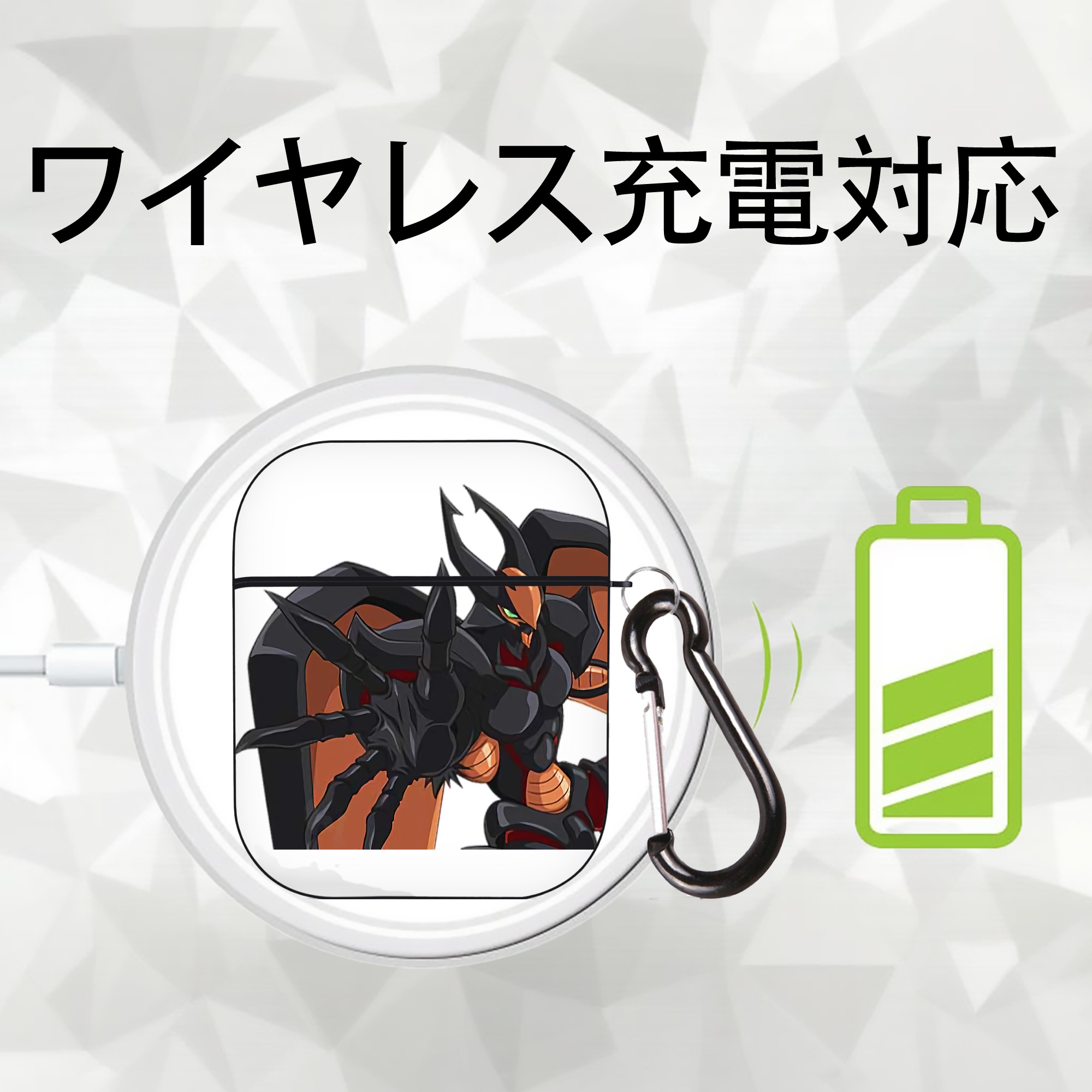 遊☆戯☆王 Yu-Gi-Oh! AirPods 第2世代保護ケース ハードシェル ブラック 耐衝撃・防指紋・カラビナ付き
