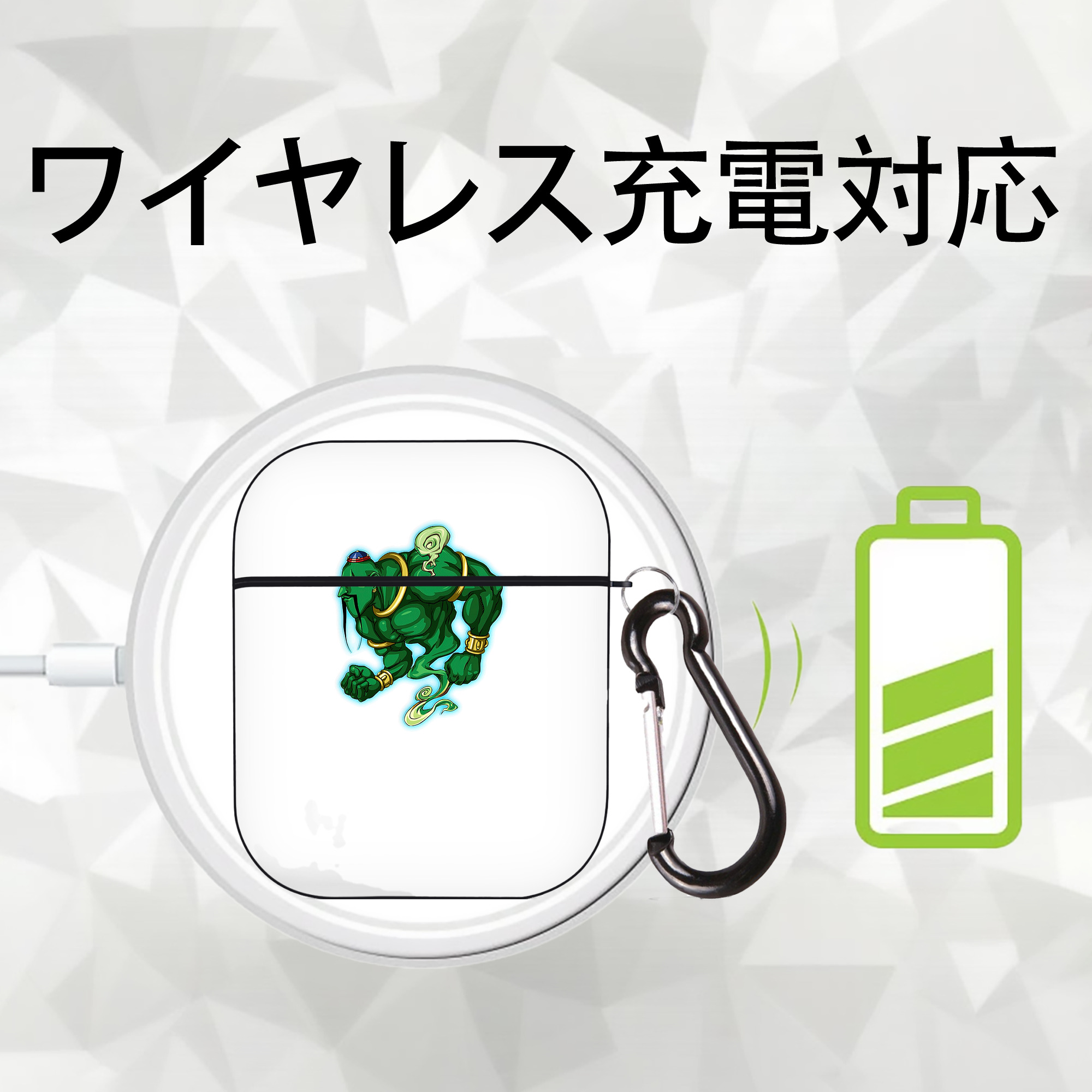遊☆戯☆王 Yu-Gi-Oh! AirPods 第2世代保護ケース ハードシェル ブラック 耐衝撃・防指紋・カラビナ付き
