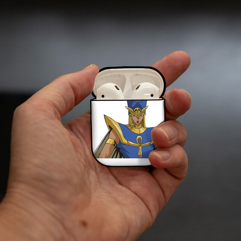 遊☆戯☆王 Yu-Gi-Oh! AirPods 第2世代保護ケース ハードシェル ブラック 耐衝撃・防指紋・カラビナ付き