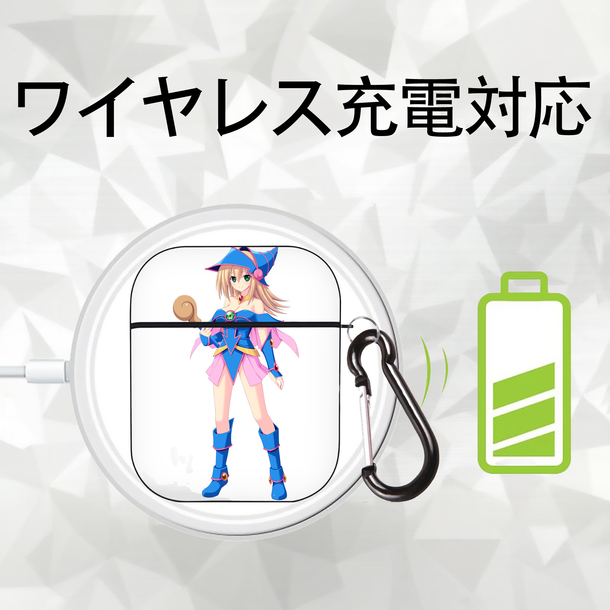 遊☆戯☆王 Yu-Gi-Oh! AirPods 第2世代保護ケース ハードシェル ブラック 耐衝撃・防指紋・カラビナ付き