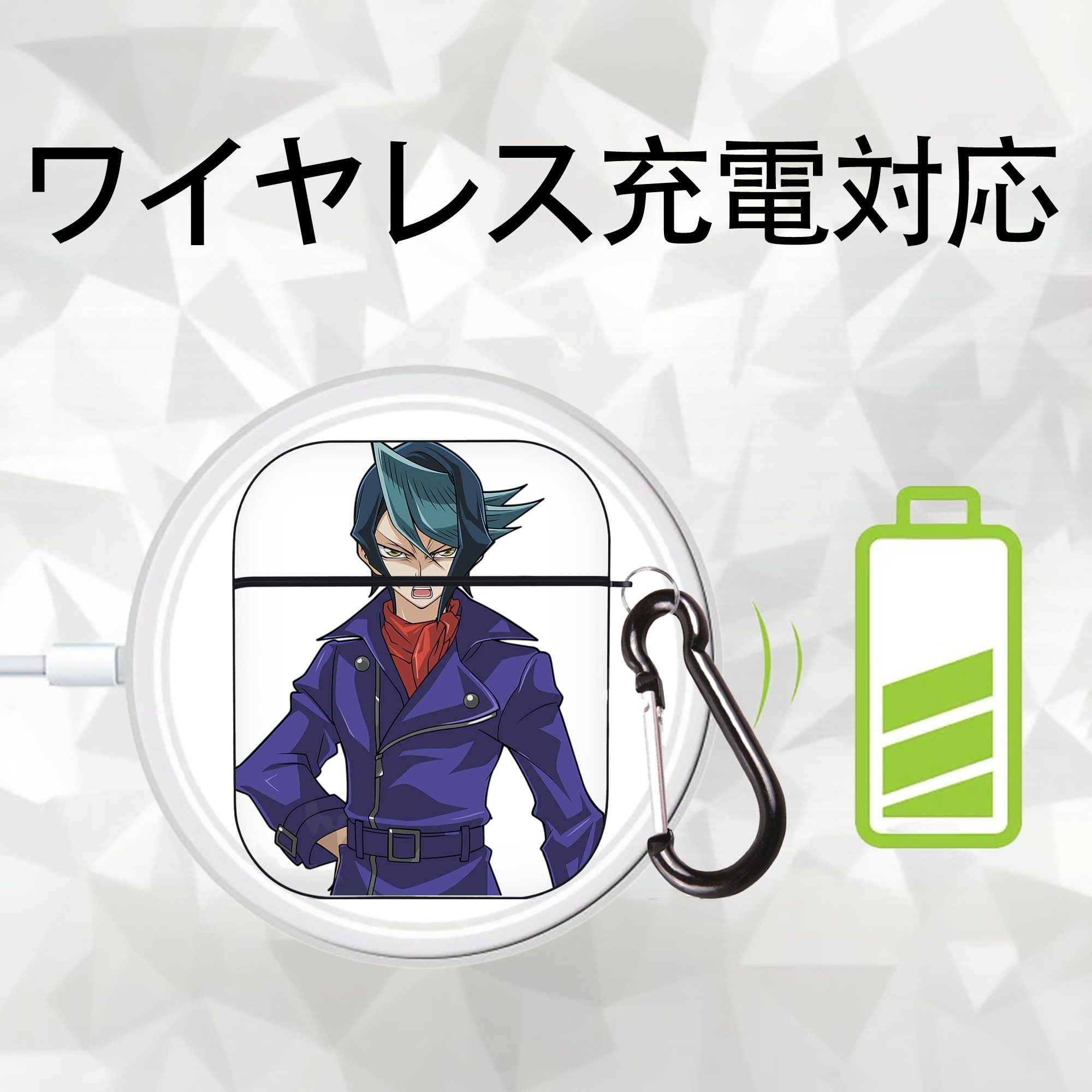 遊☆戯☆王 Yu-Gi-Oh! AirPods 第2世代保護ケース ハードシェル ブラック 耐衝撃・防指紋・カラビナ付き