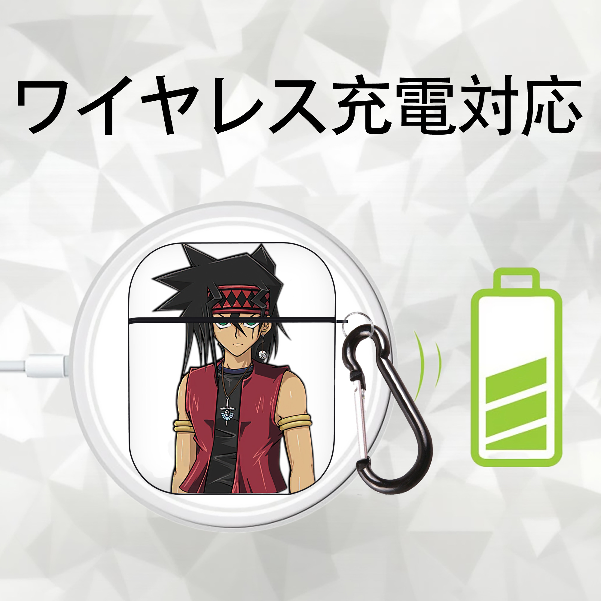 遊☆戯☆王 Yu-Gi-Oh! AirPods 第2世代保護ケース ハードシェル ブラック 耐衝撃・防指紋・カラビナ付き