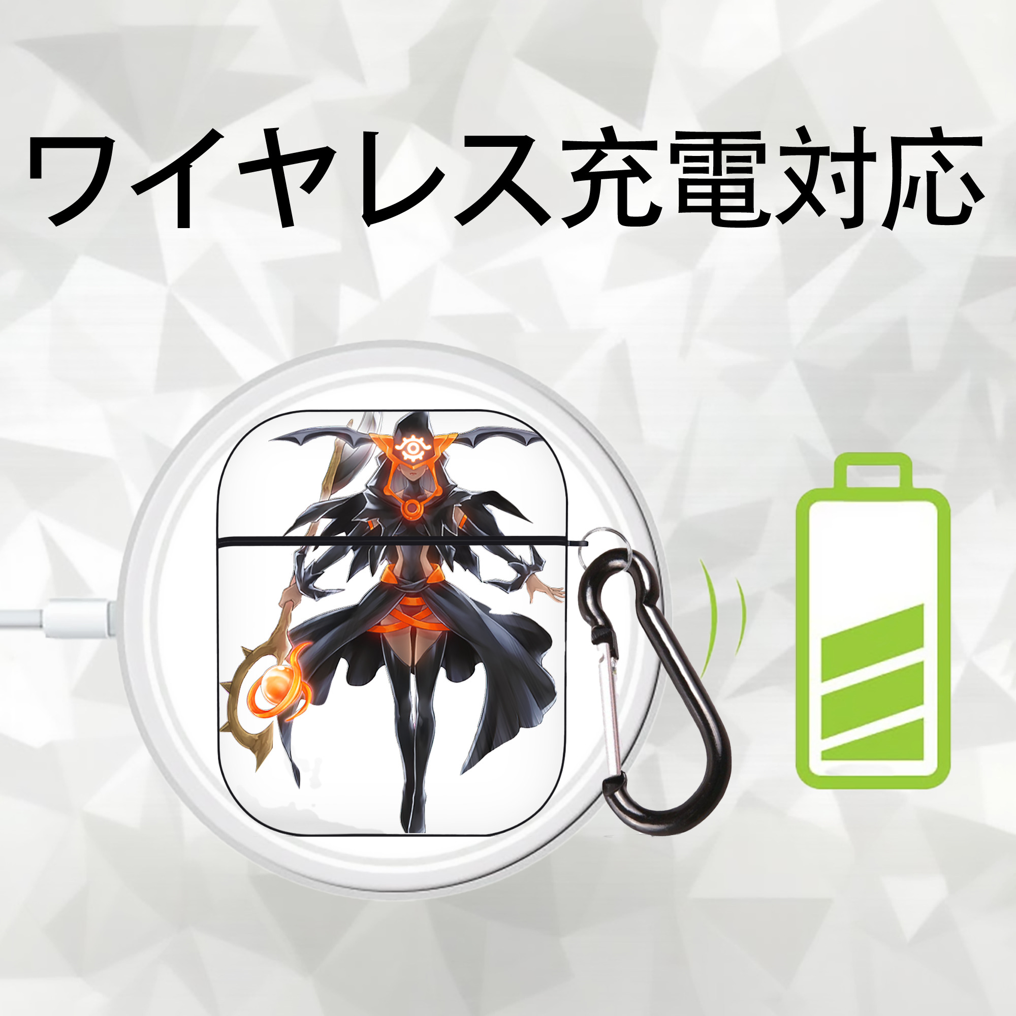遊☆戯☆王 Yu-Gi-Oh! AirPods 第2世代保護ケース ハードシェル ブラック 耐衝撃・防指紋・カラビナ付き