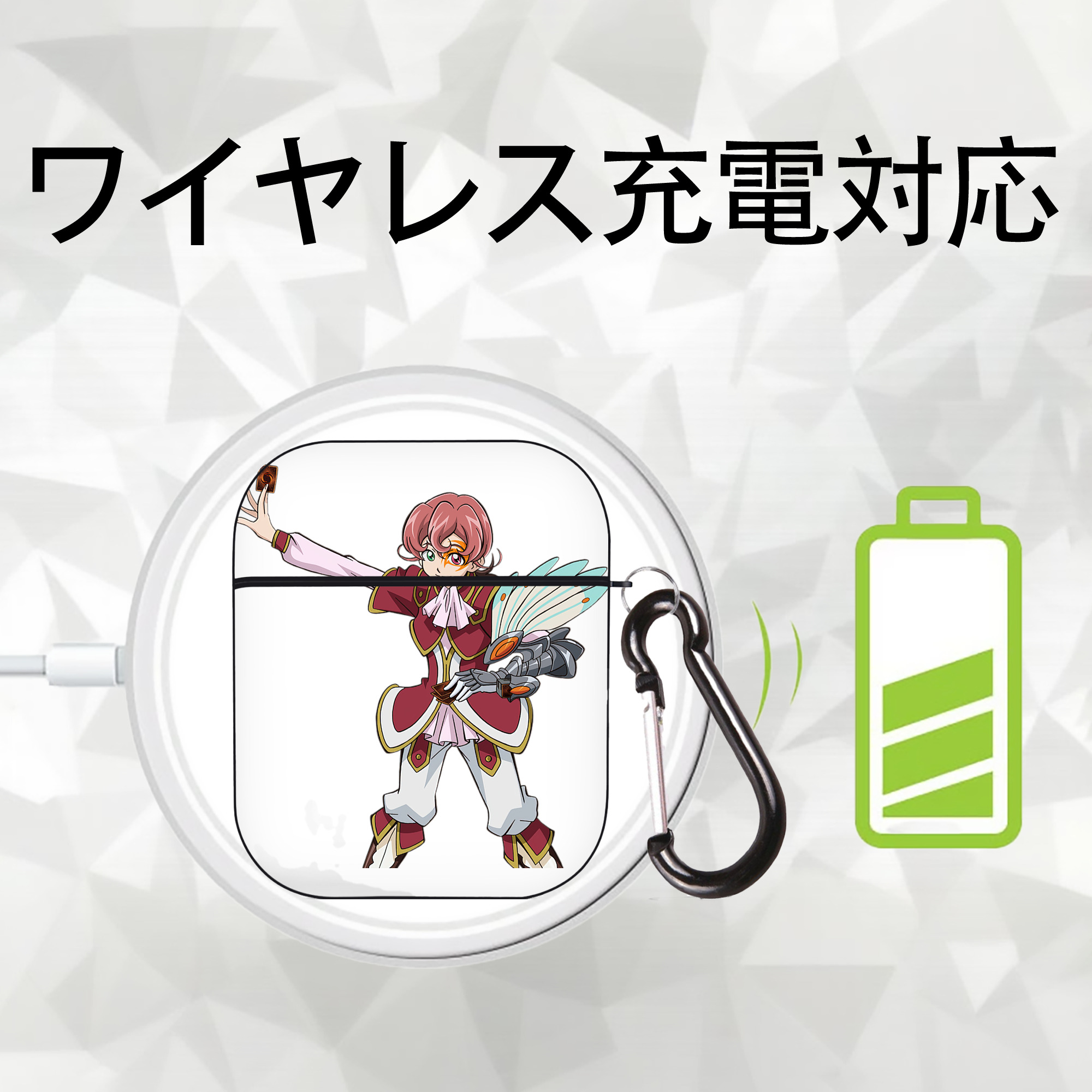 遊☆戯☆王 Yu-Gi-Oh! AirPods 第2世代保護ケース ハードシェル ブラック 耐衝撃・防指紋・カラビナ付き