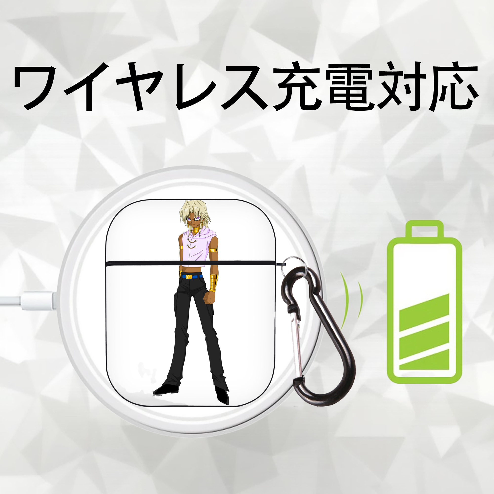 遊☆戯☆王 Yu-Gi-Oh! AirPods 第2世代保護ケース ハードシェル ブラック 耐衝撃・防指紋・カラビナ付き