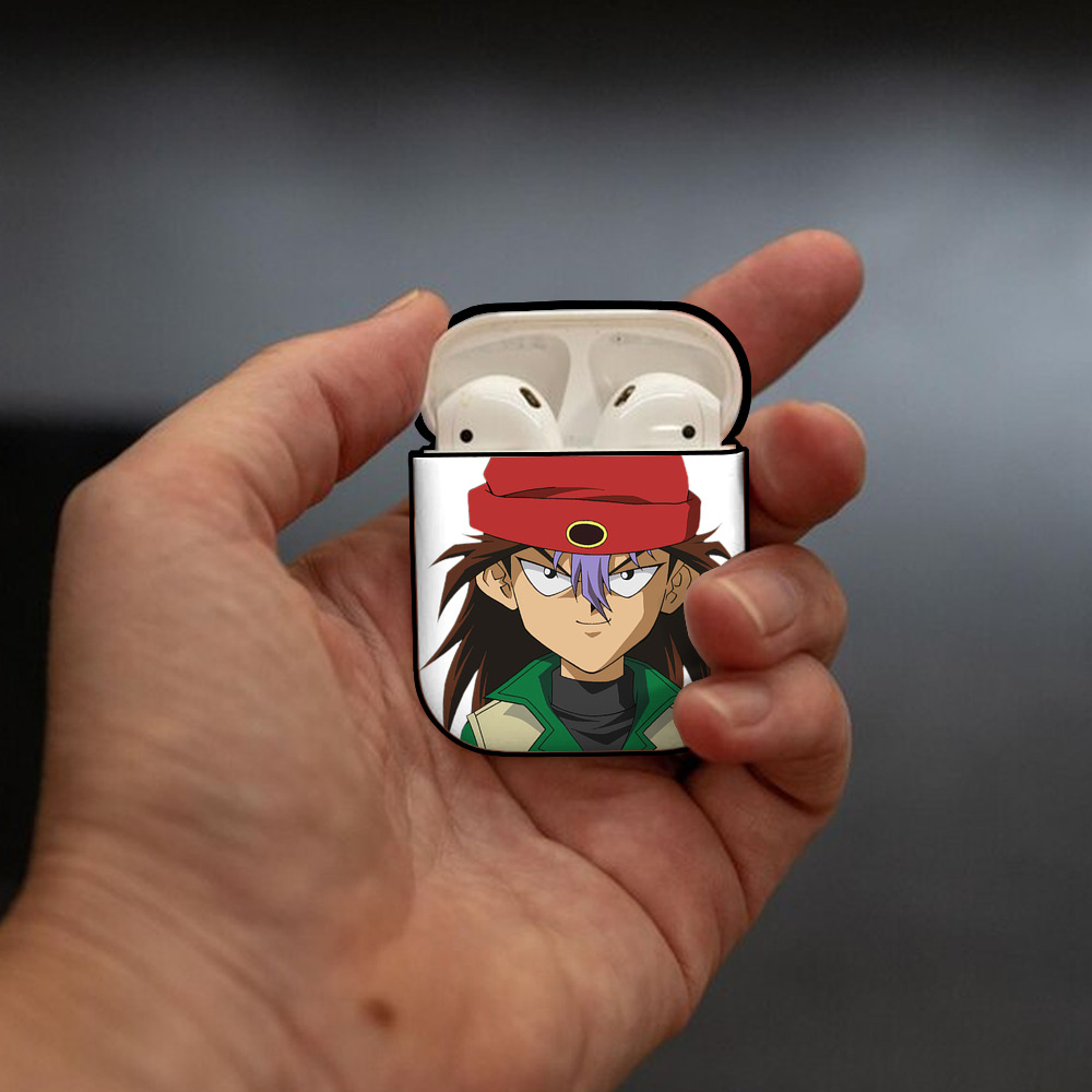 遊☆戯☆王 Yu-Gi-Oh! AirPods 第2世代保護ケース ハードシェル ブラック 耐衝撃・防指紋・カラビナ付き