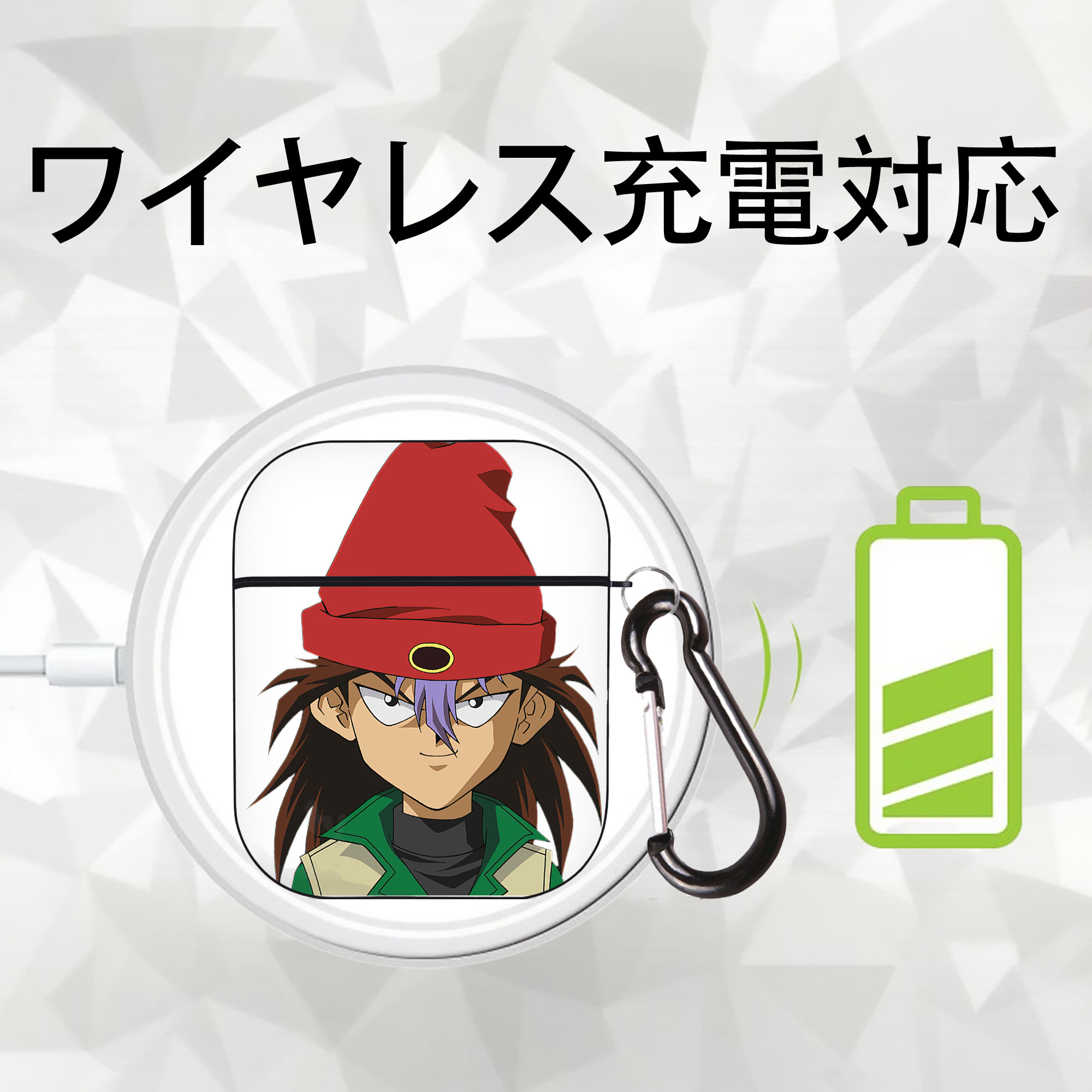遊☆戯☆王 Yu-Gi-Oh! AirPods 第2世代保護ケース ハードシェル ブラック 耐衝撃・防指紋・カラビナ付き