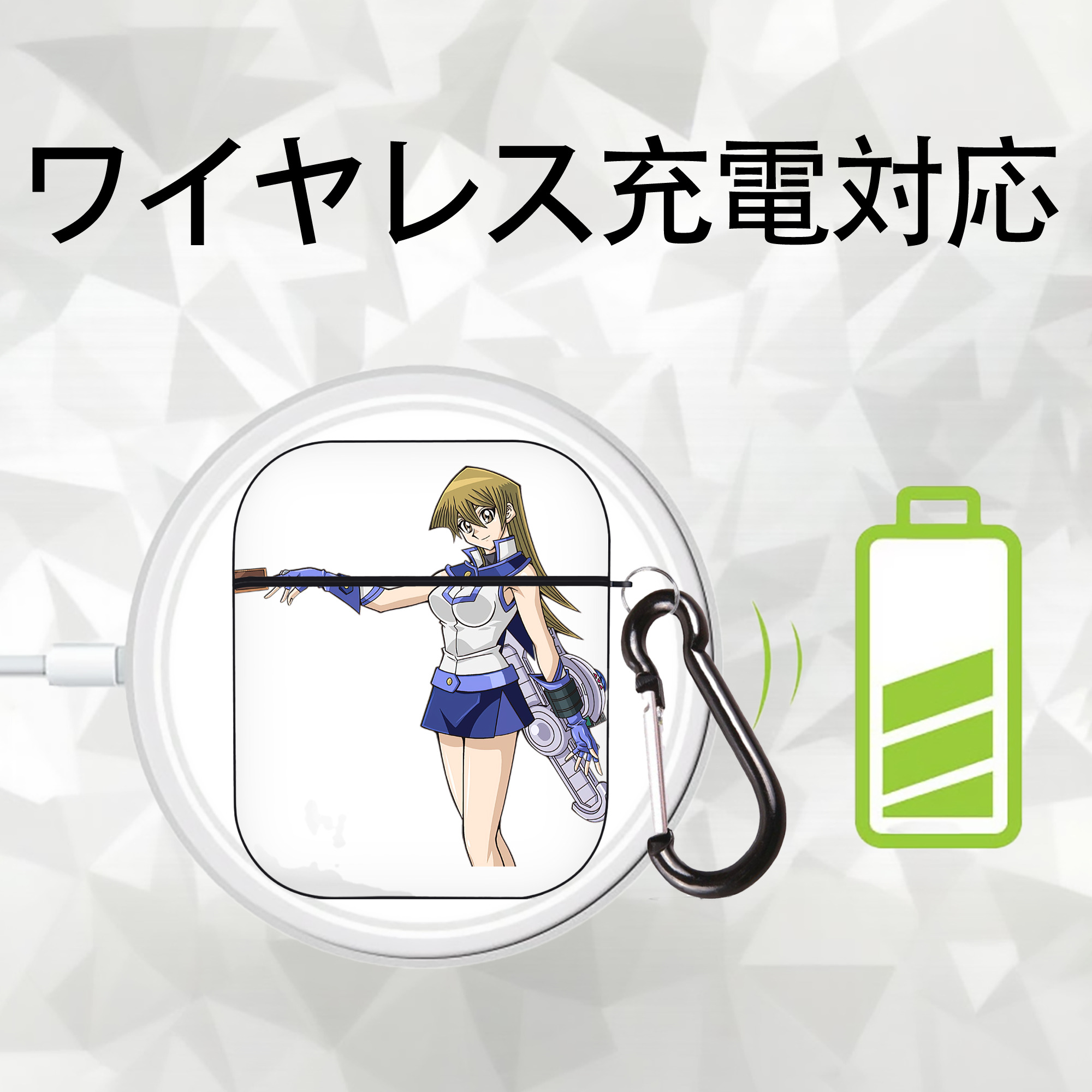 遊☆戯☆王 Yu-Gi-Oh! AirPods 第2世代保護ケース ハードシェル ブラック 耐衝撃・防指紋・カラビナ付き