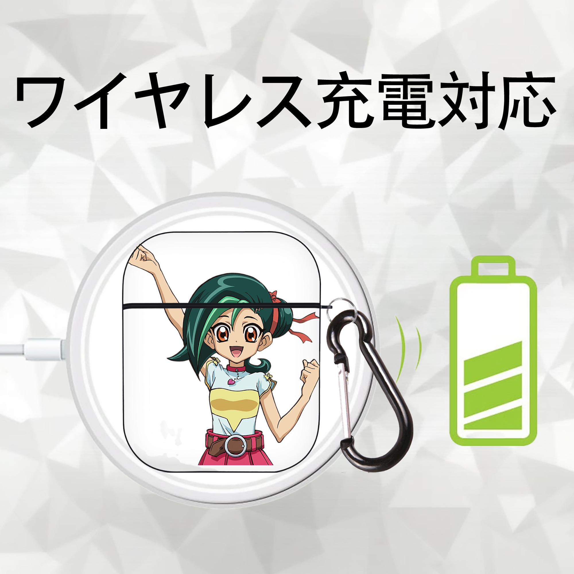 遊☆戯☆王 Yu-Gi-Oh! AirPods 第2世代保護ケース ハードシェル ブラック 耐衝撃・防指紋・カラビナ付き