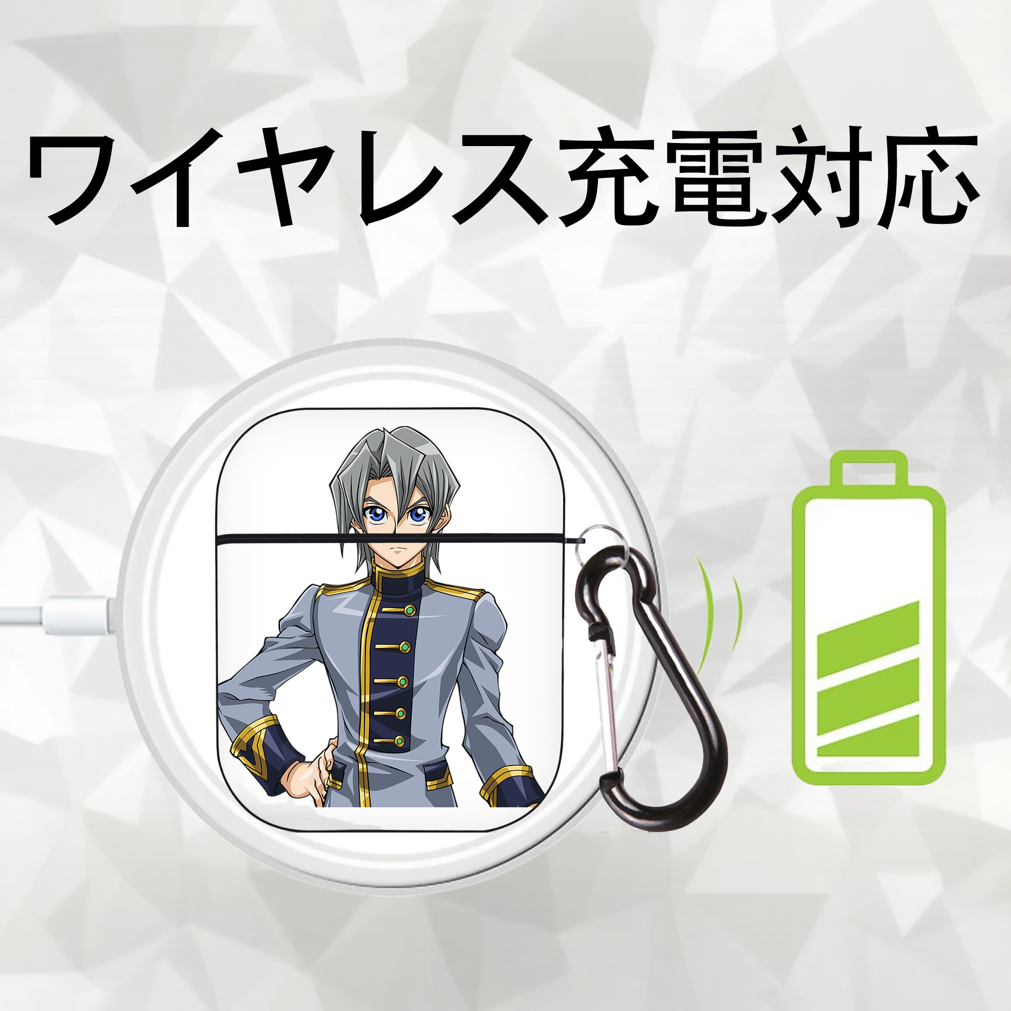 遊☆戯☆王 Yu-Gi-Oh! AirPods 第2世代保護ケース ハードシェル ブラック 耐衝撃・防指紋・カラビナ付き