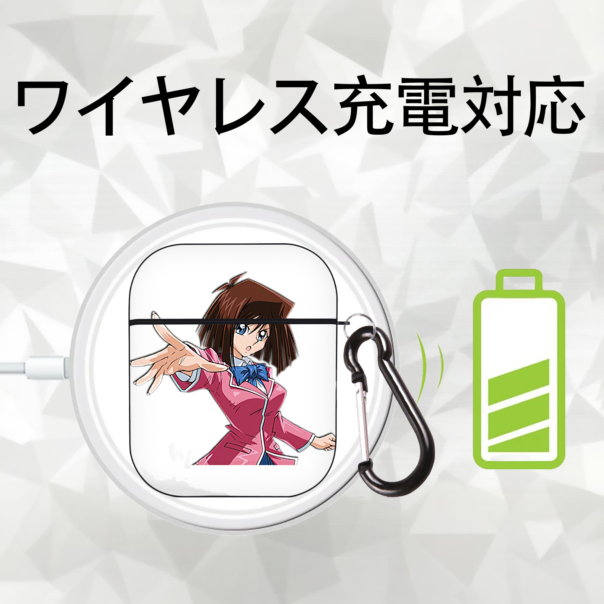 遊☆戯☆王 Yu-Gi-Oh! AirPods 第2世代保護ケース ハードシェル ブラック 耐衝撃・防指紋・カラビナ付き