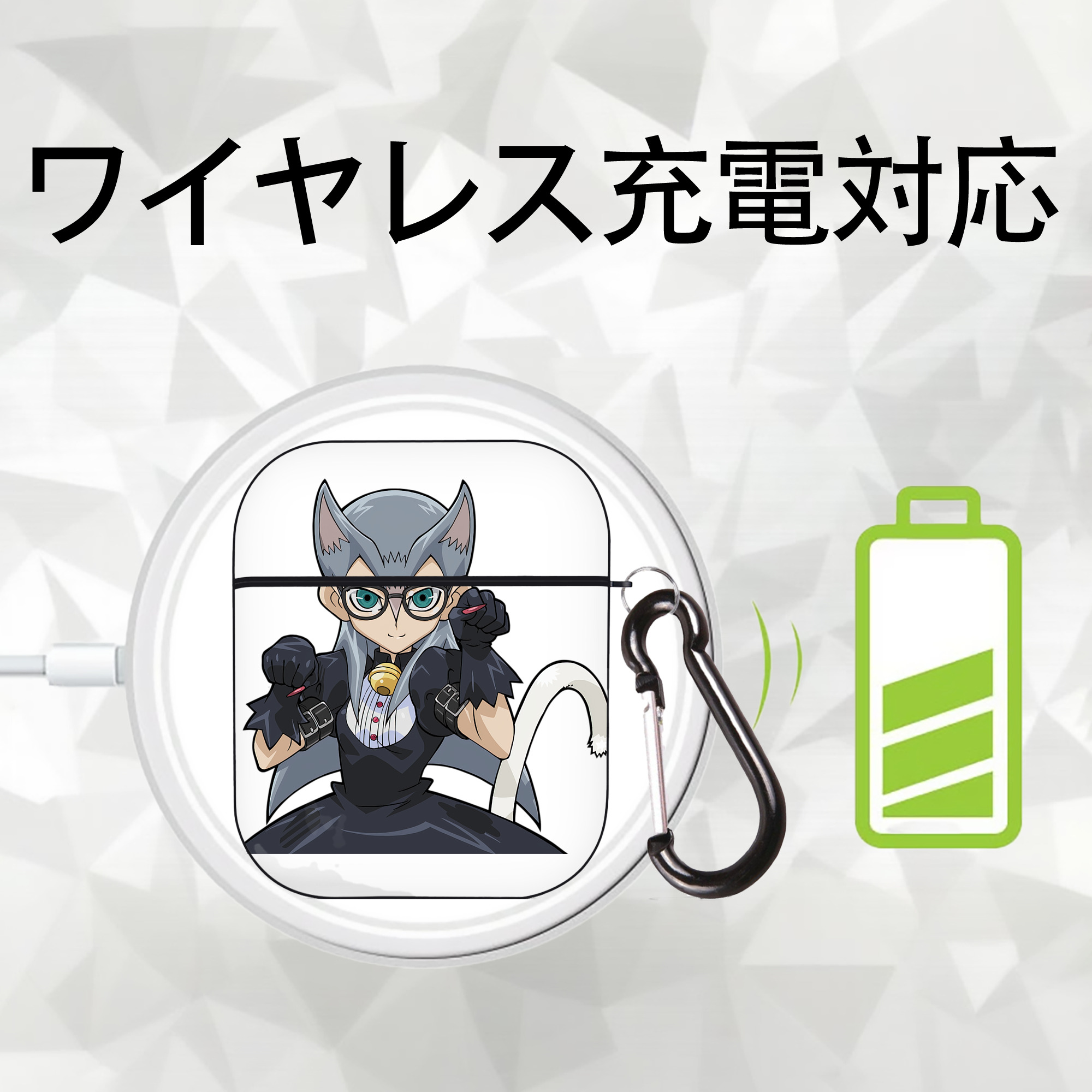 遊☆戯☆王 Yu-Gi-Oh! AirPods 第2世代保護ケース ハードシェル ブラック 耐衝撃・防指紋・カラビナ付き
