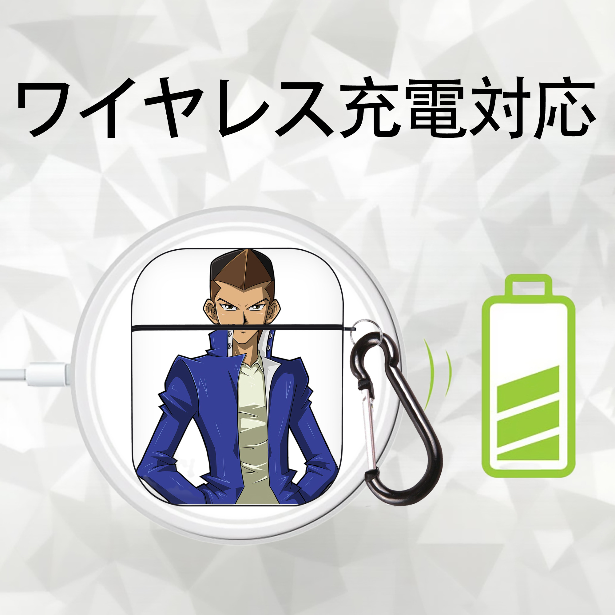 遊☆戯☆王 Yu-Gi-Oh! AirPods 第2世代保護ケース ハードシェル ブラック 耐衝撃・防指紋・カラビナ付き