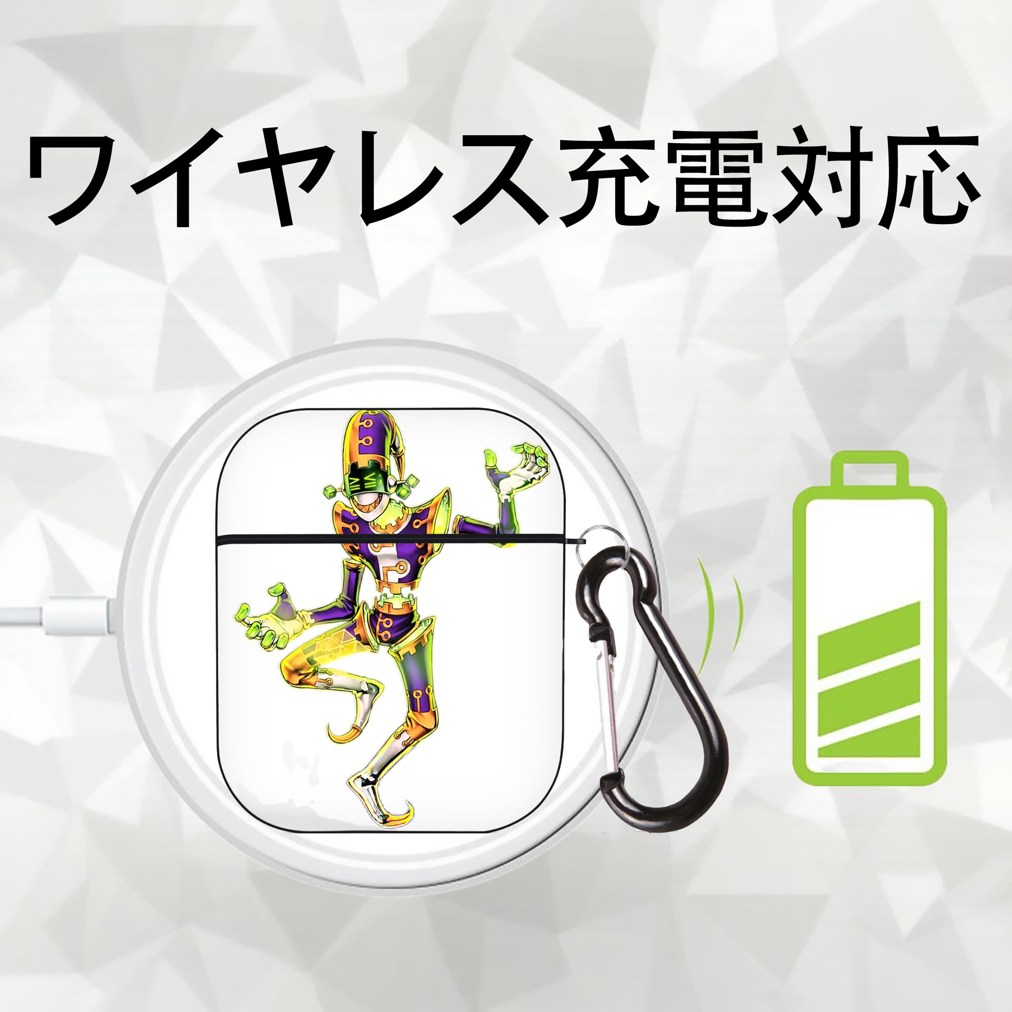 遊☆戯☆王 Yu-Gi-Oh! AirPods 第2世代保護ケース ハードシェル ブラック 耐衝撃・防指紋・カラビナ付き