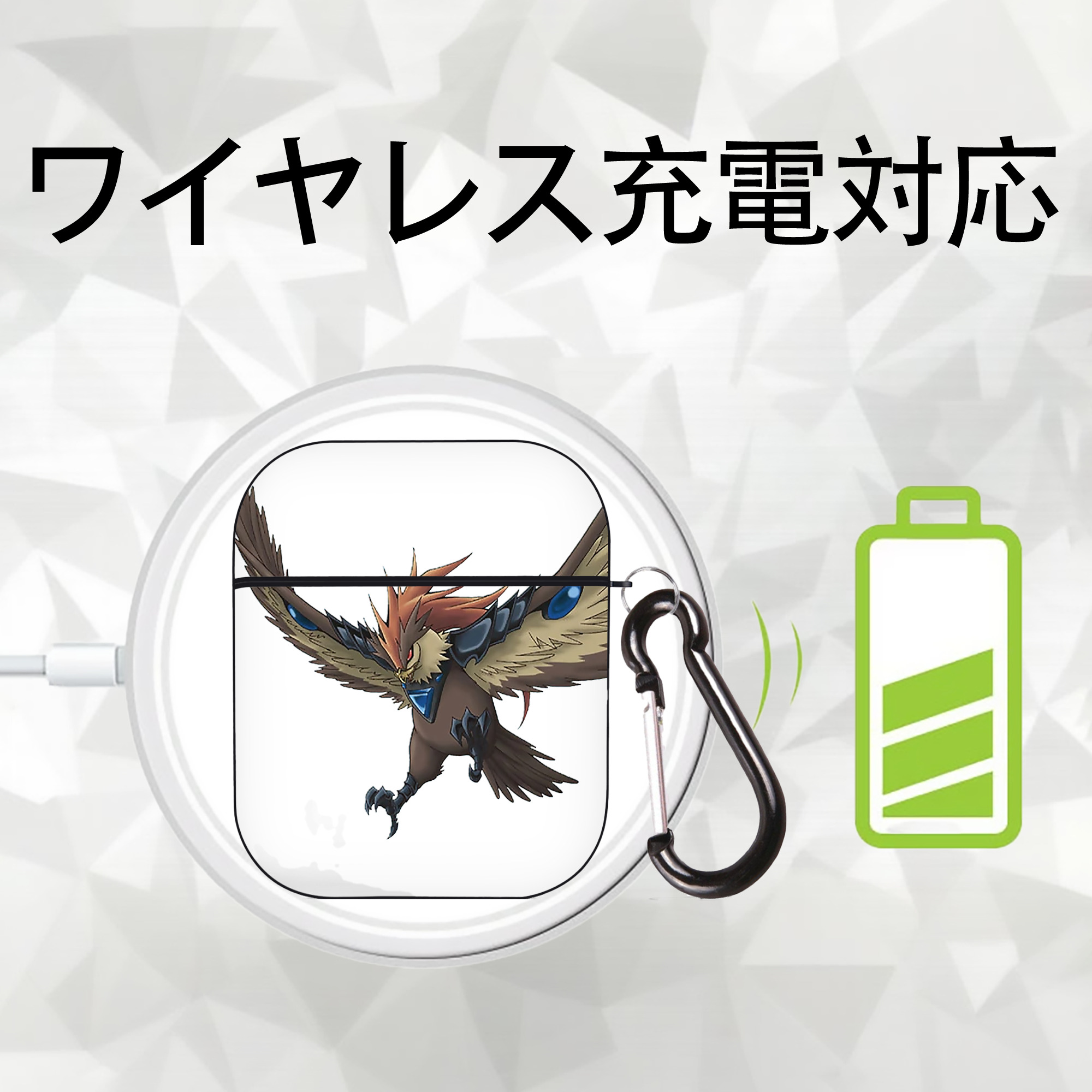 遊☆戯☆王 Yu-Gi-Oh! AirPods 第2世代保護ケース ハードシェル ブラック 耐衝撃・防指紋・カラビナ付き