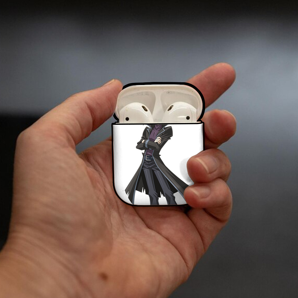 遊☆戯☆王 Yu-Gi-Oh! AirPods 第2世代保護ケース ハードシェル ブラック 耐衝撃・防指紋・カラビナ付き