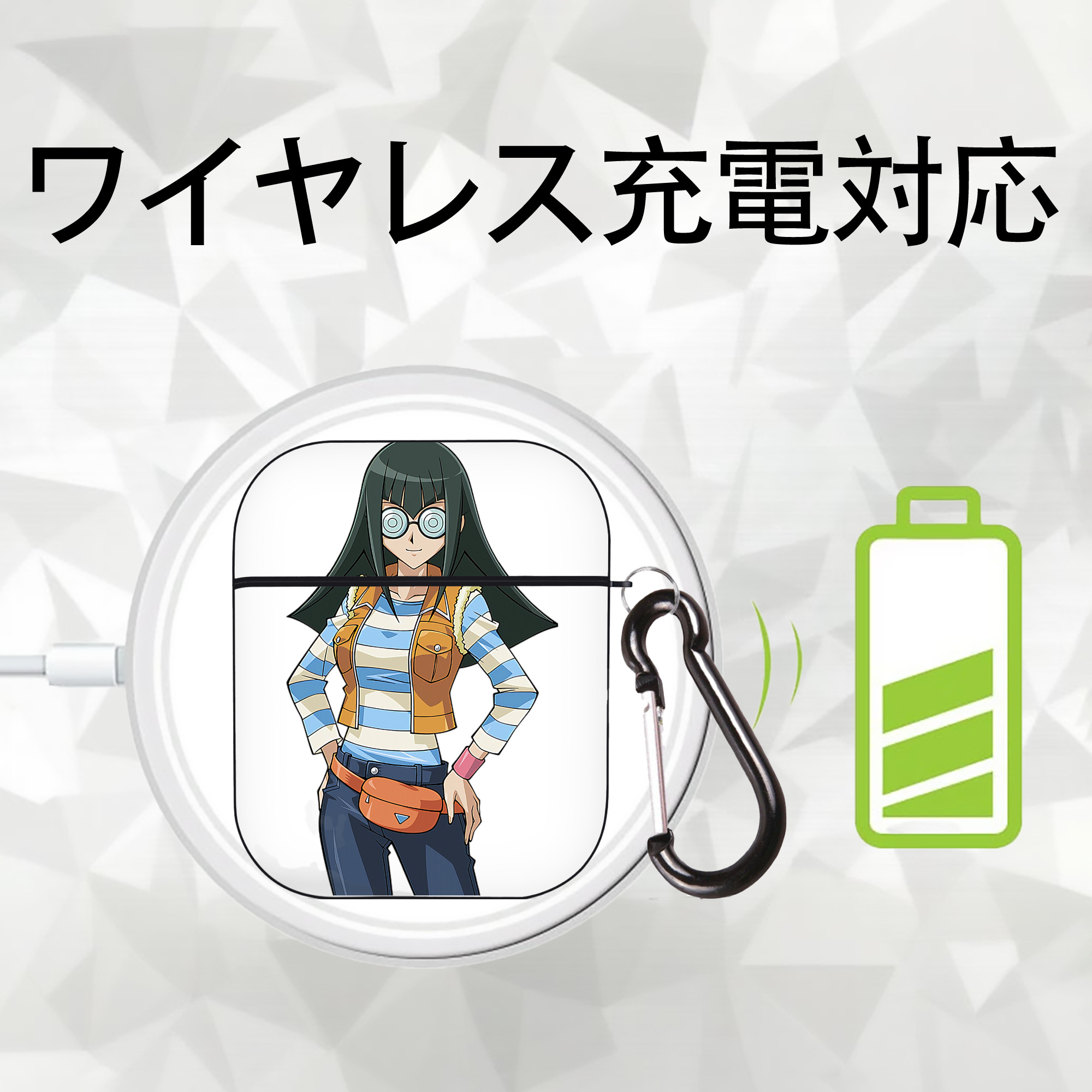 遊☆戯☆王 Yu-Gi-Oh! AirPods 第2世代保護ケース ハードシェル ブラック 耐衝撃・防指紋・カラビナ付き
