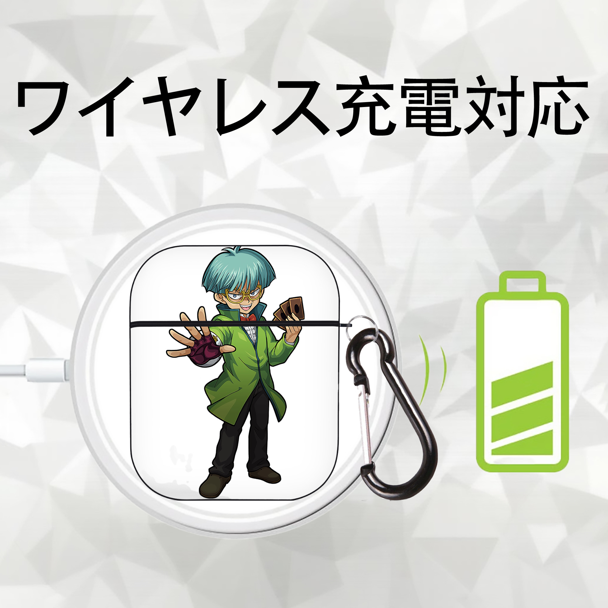 遊☆戯☆王 Yu-Gi-Oh! AirPods 第2世代保護ケース ハードシェル ブラック 耐衝撃・防指紋・カラビナ付き